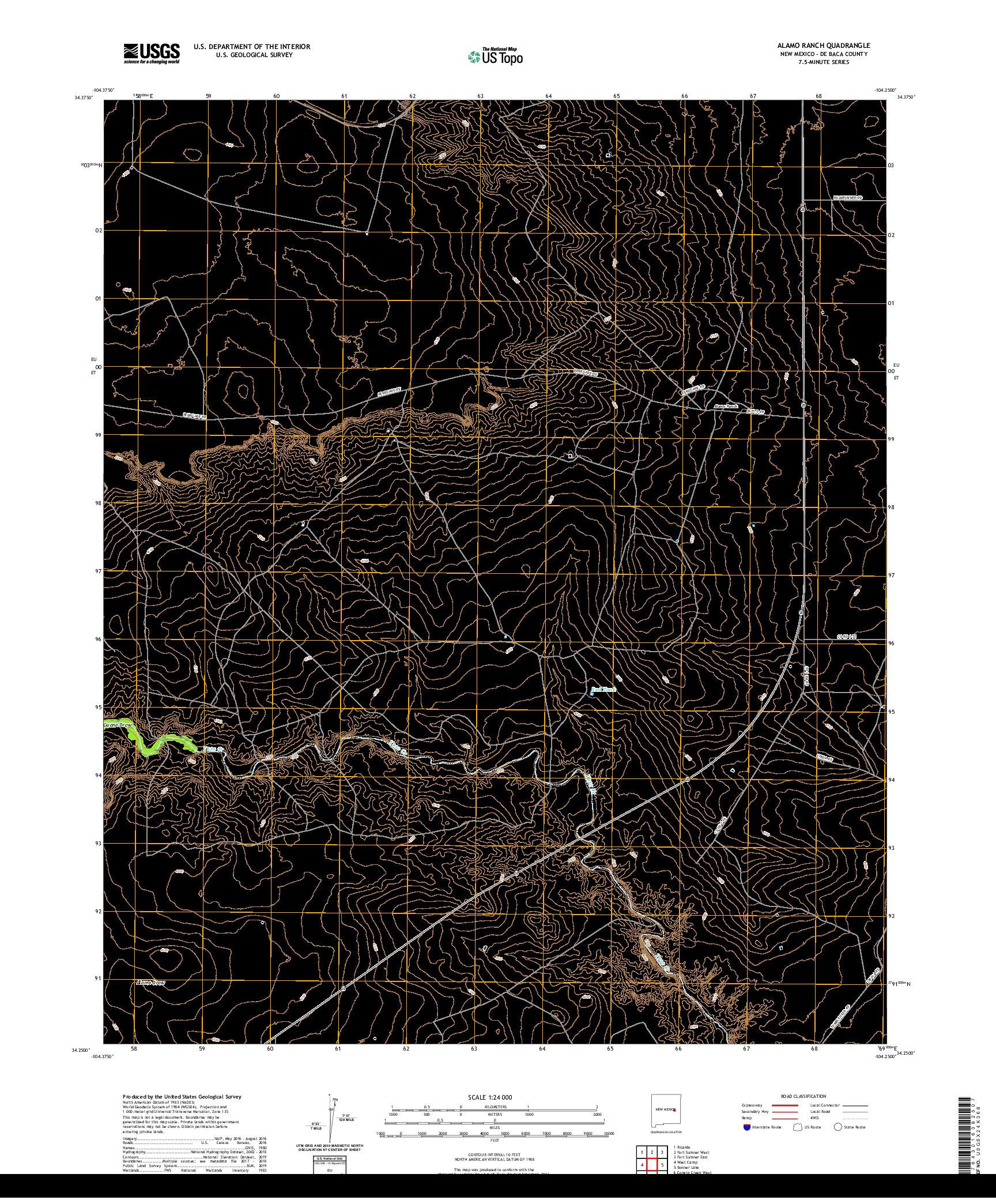 USGS US TOPO 7.5-MINUTE MAP FOR ALAMO RANCH, NM 2020