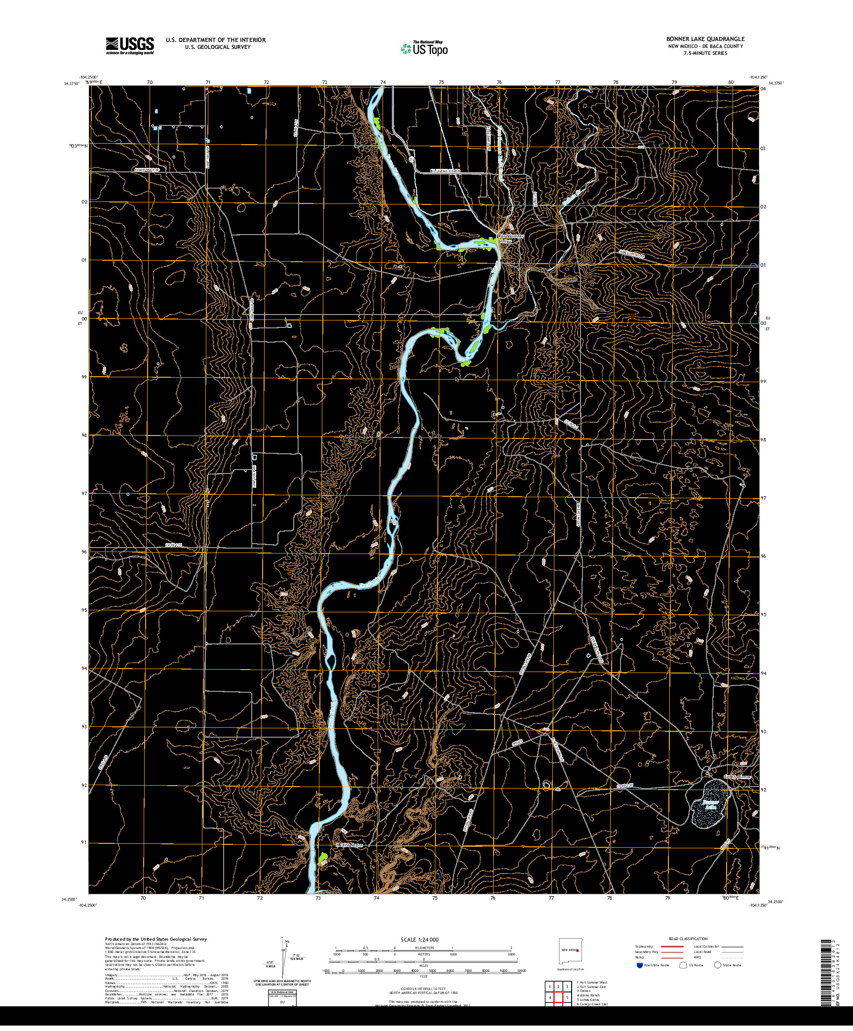 USGS US TOPO 7.5-MINUTE MAP FOR BONNER LAKE, NM 2020
