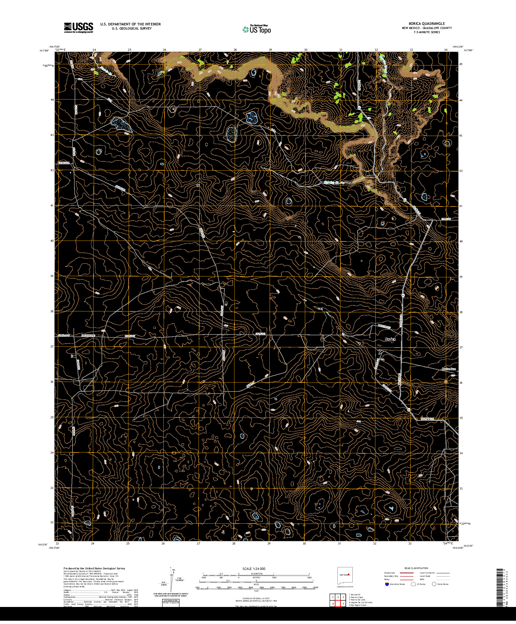 USGS US TOPO 7.5-MINUTE MAP FOR BORICA, NM 2020