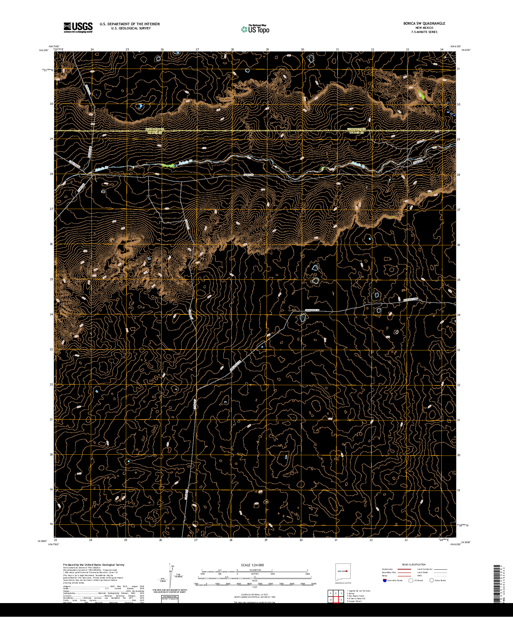 USGS US TOPO 7.5-MINUTE MAP FOR BORICA SW, NM 2020