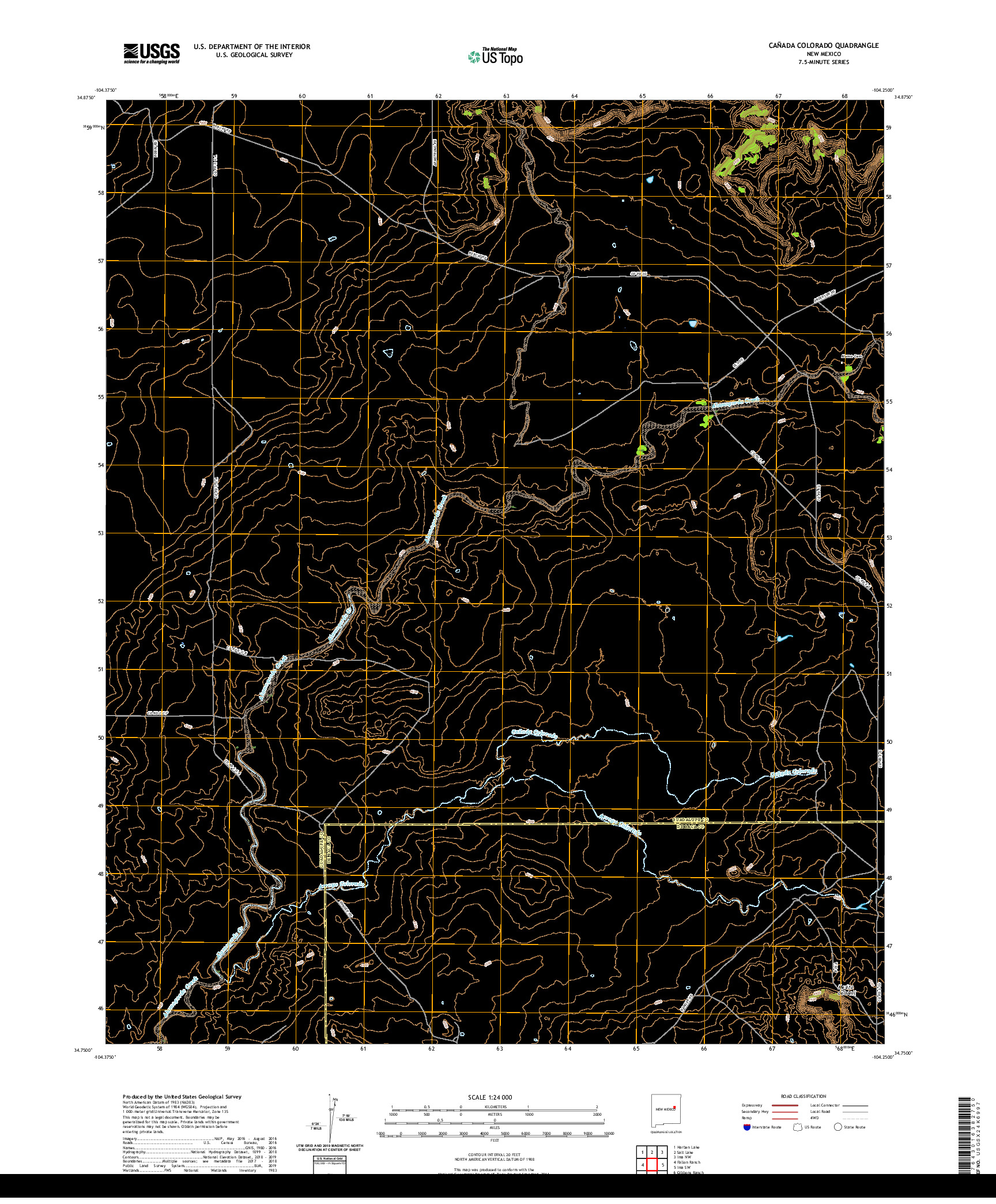 USGS US TOPO 7.5-MINUTE MAP FOR CANADA COLORADO, NM 2020