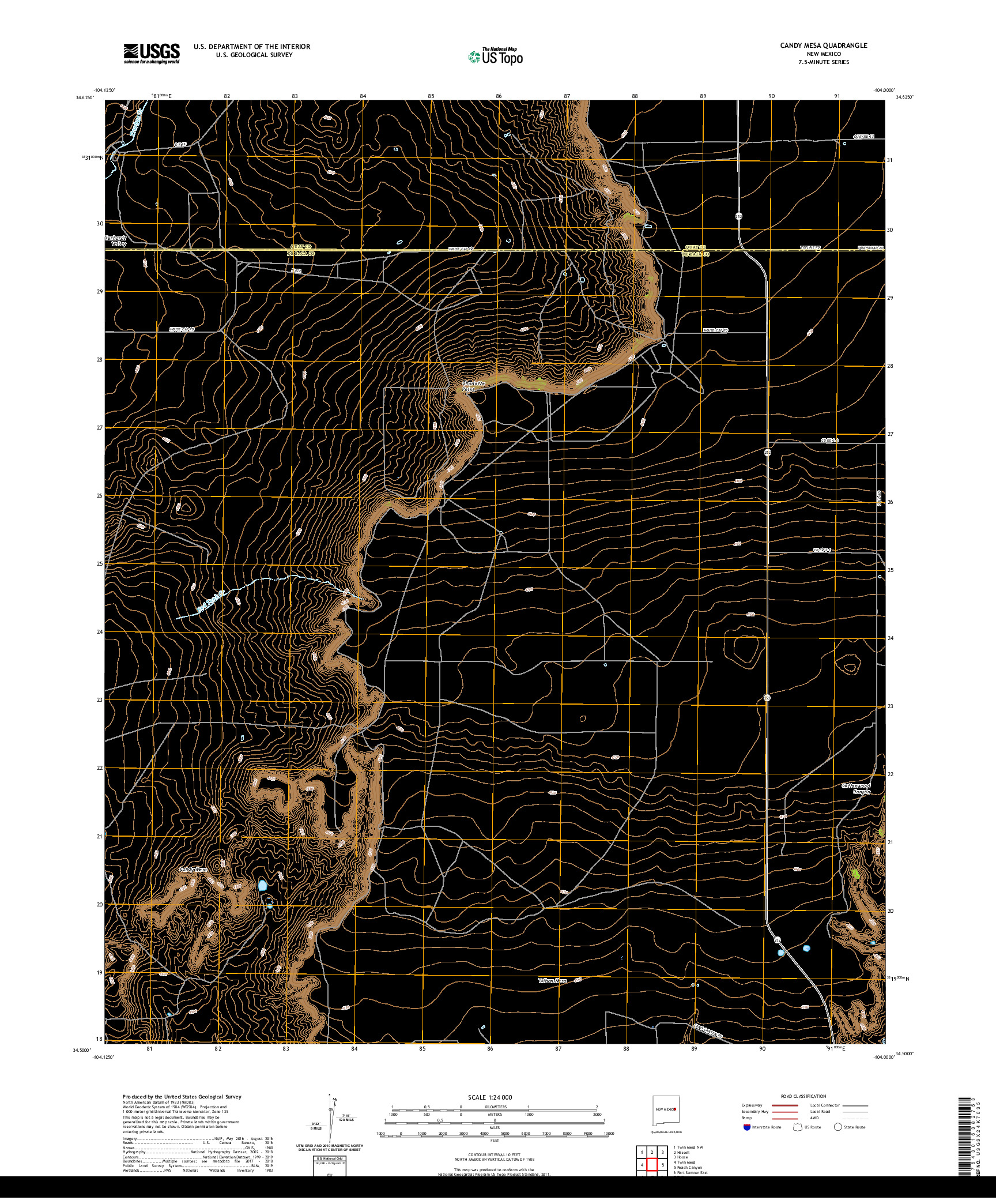 USGS US TOPO 7.5-MINUTE MAP FOR CANDY MESA, NM 2020