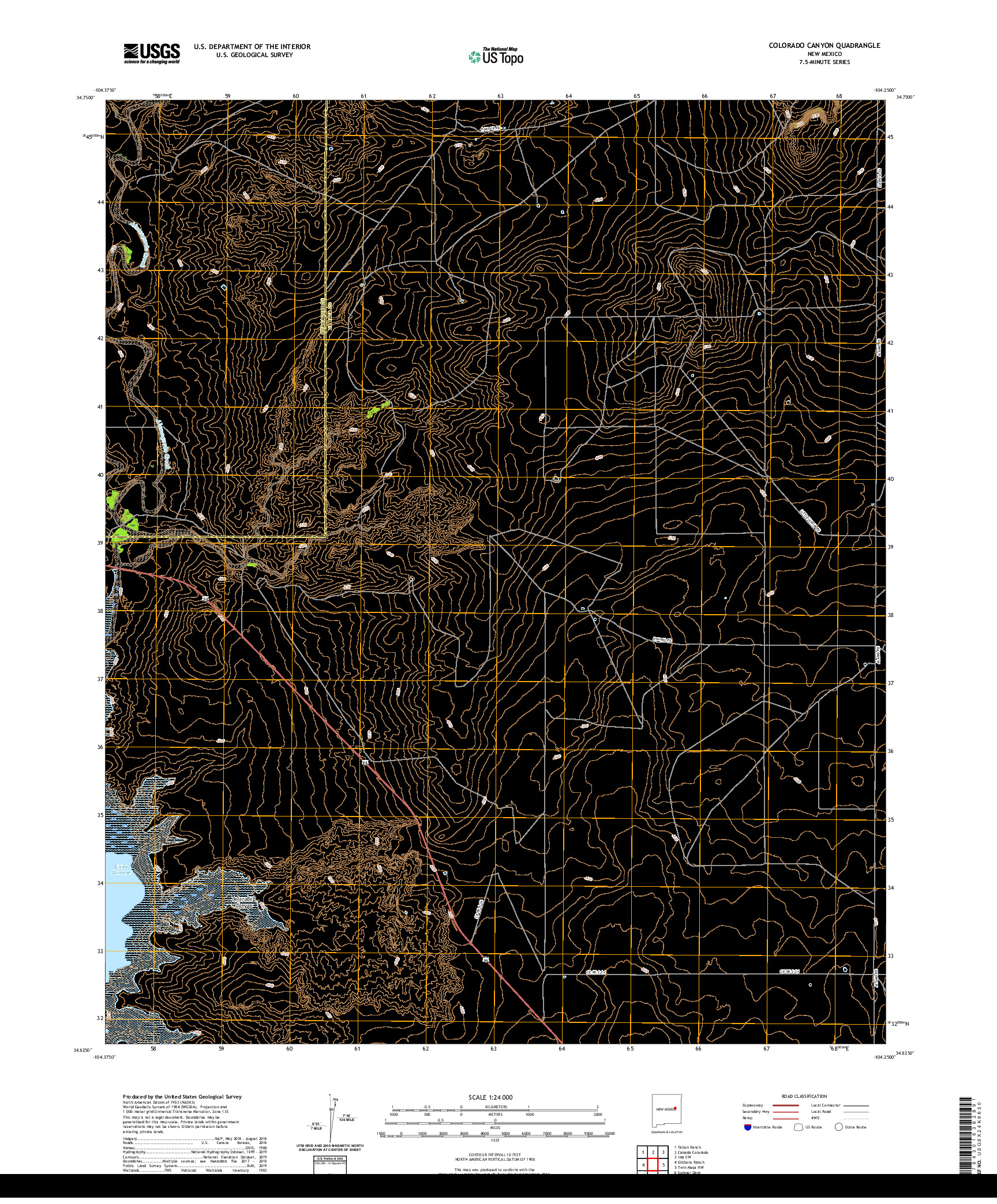 USGS US TOPO 7.5-MINUTE MAP FOR COLORADO CANYON, NM 2020