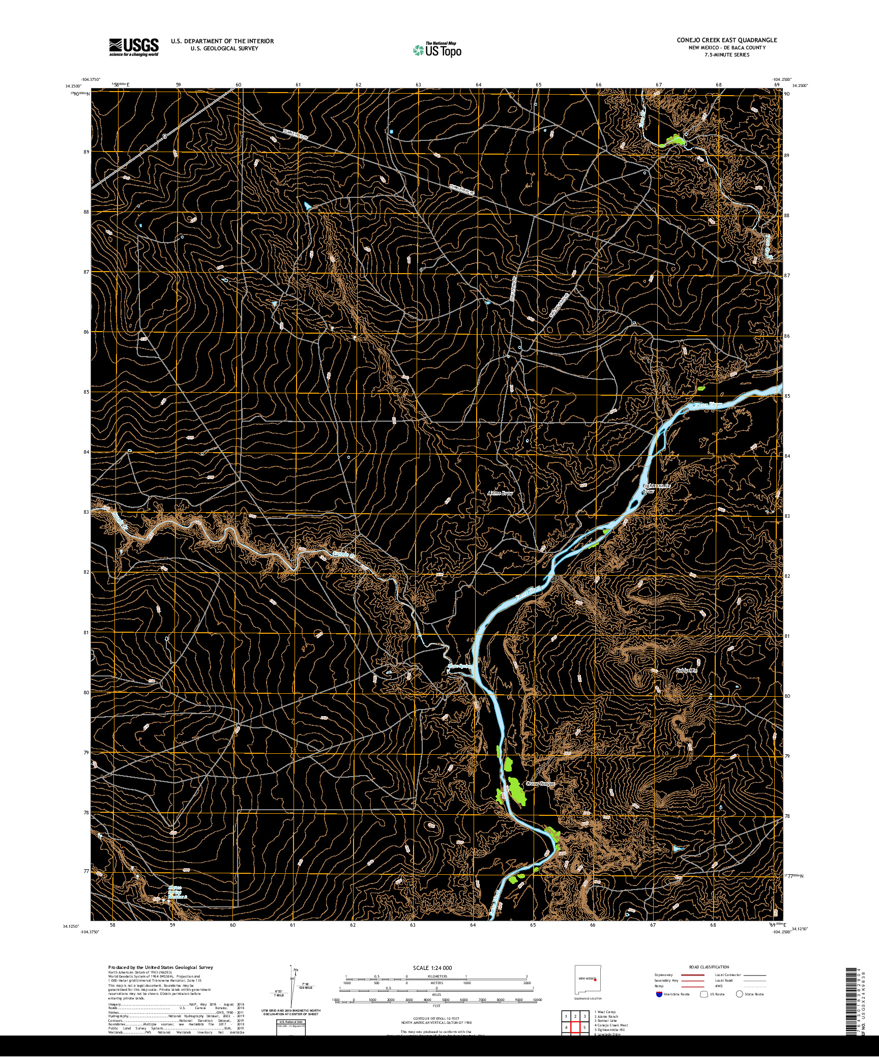 USGS US TOPO 7.5-MINUTE MAP FOR CONEJO CREEK EAST, NM 2020