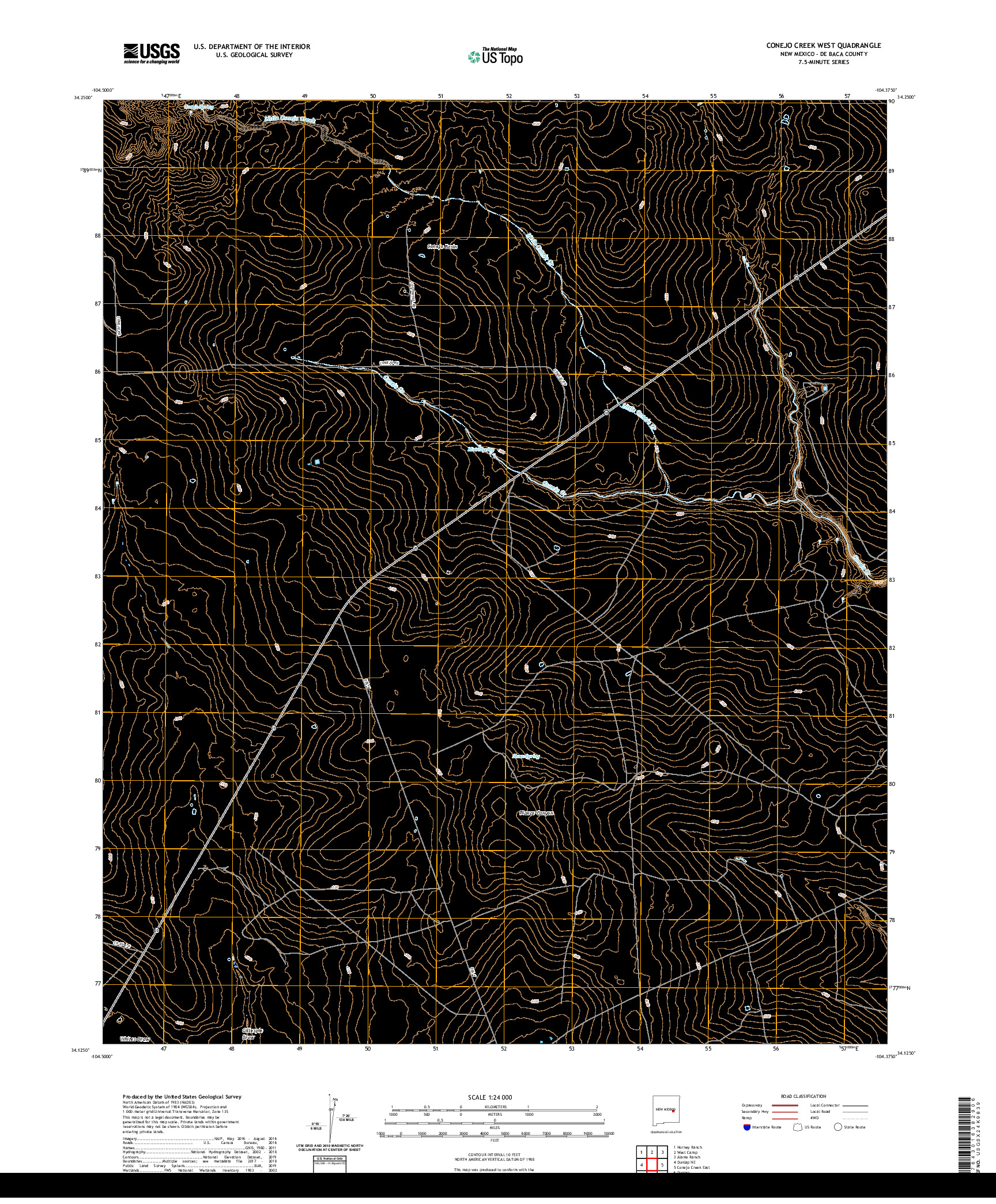 USGS US TOPO 7.5-MINUTE MAP FOR CONEJO CREEK WEST, NM 2020