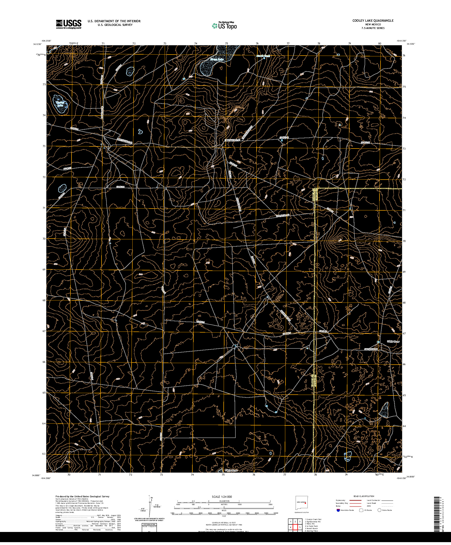 USGS US TOPO 7.5-MINUTE MAP FOR COOLEY LAKE, NM 2020