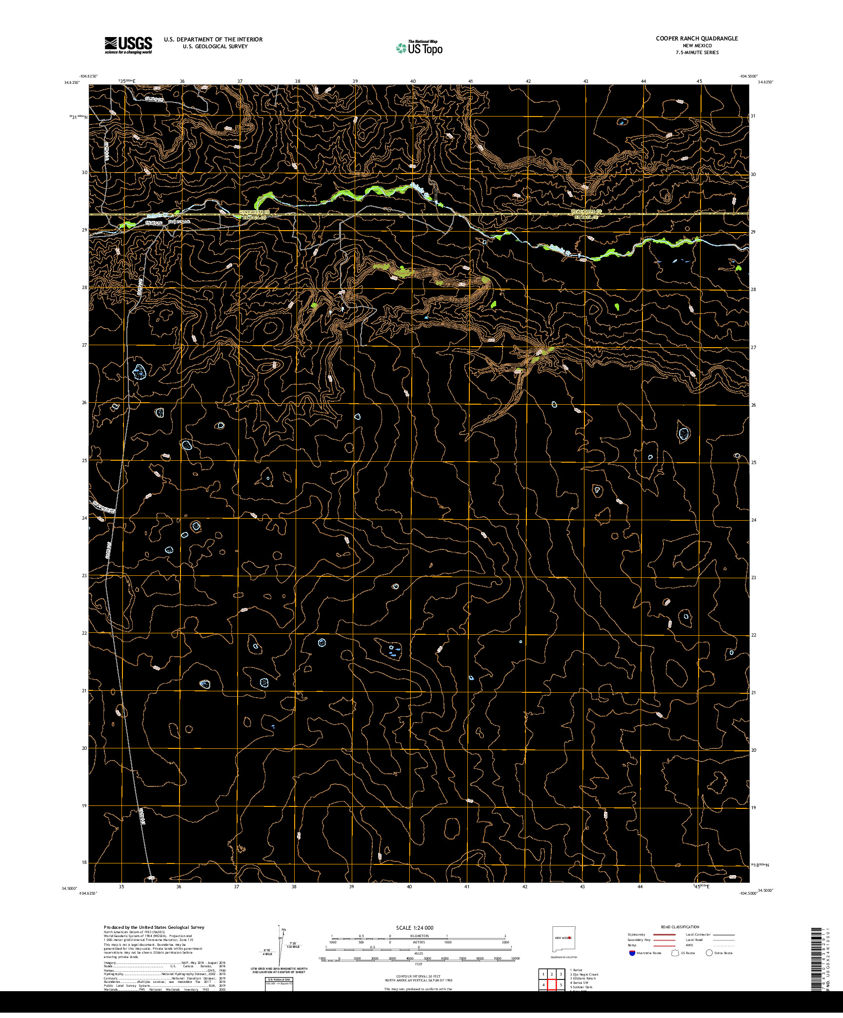 USGS US TOPO 7.5-MINUTE MAP FOR COOPER RANCH, NM 2020
