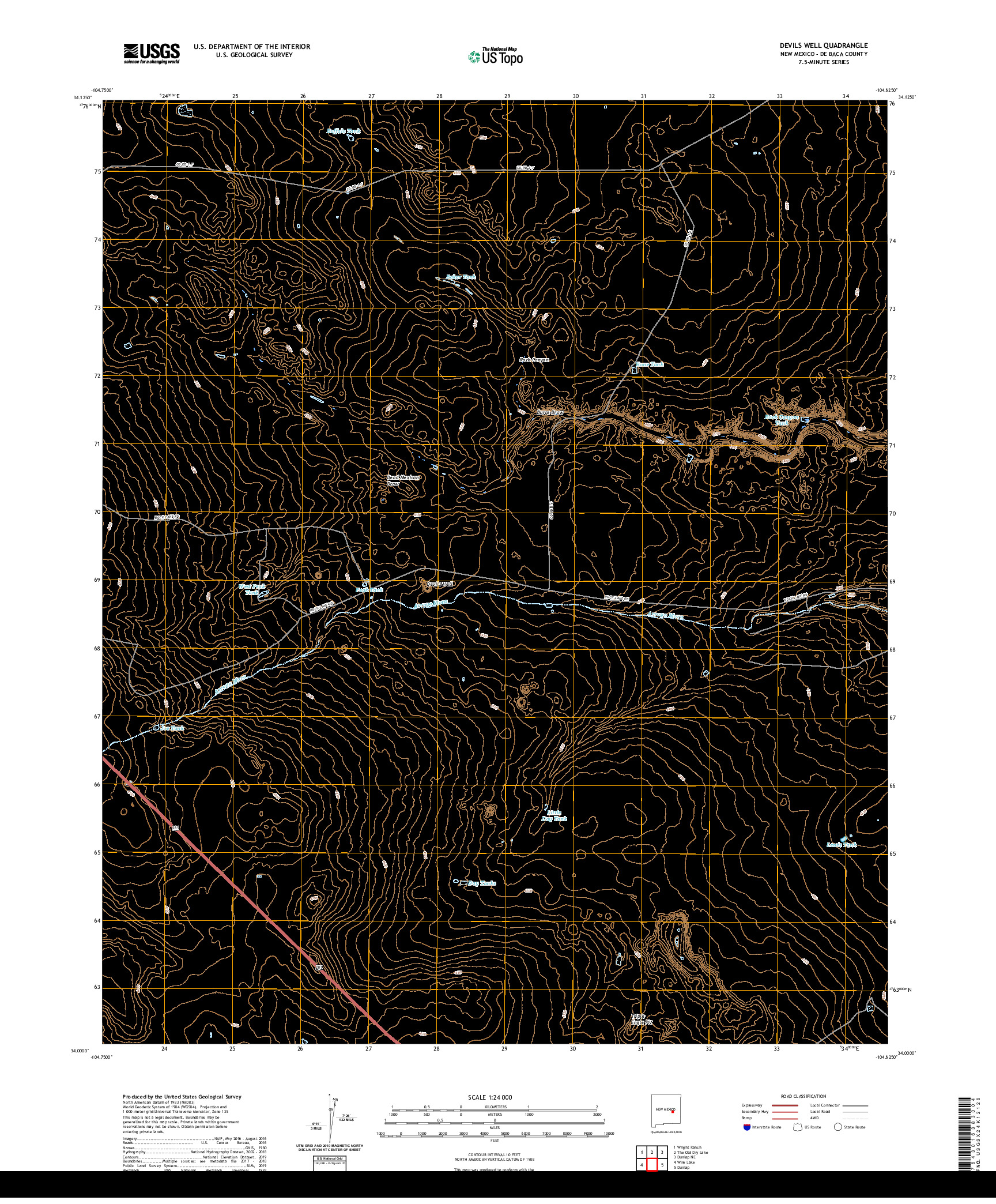 USGS US TOPO 7.5-MINUTE MAP FOR DEVILS WELL, NM 2020