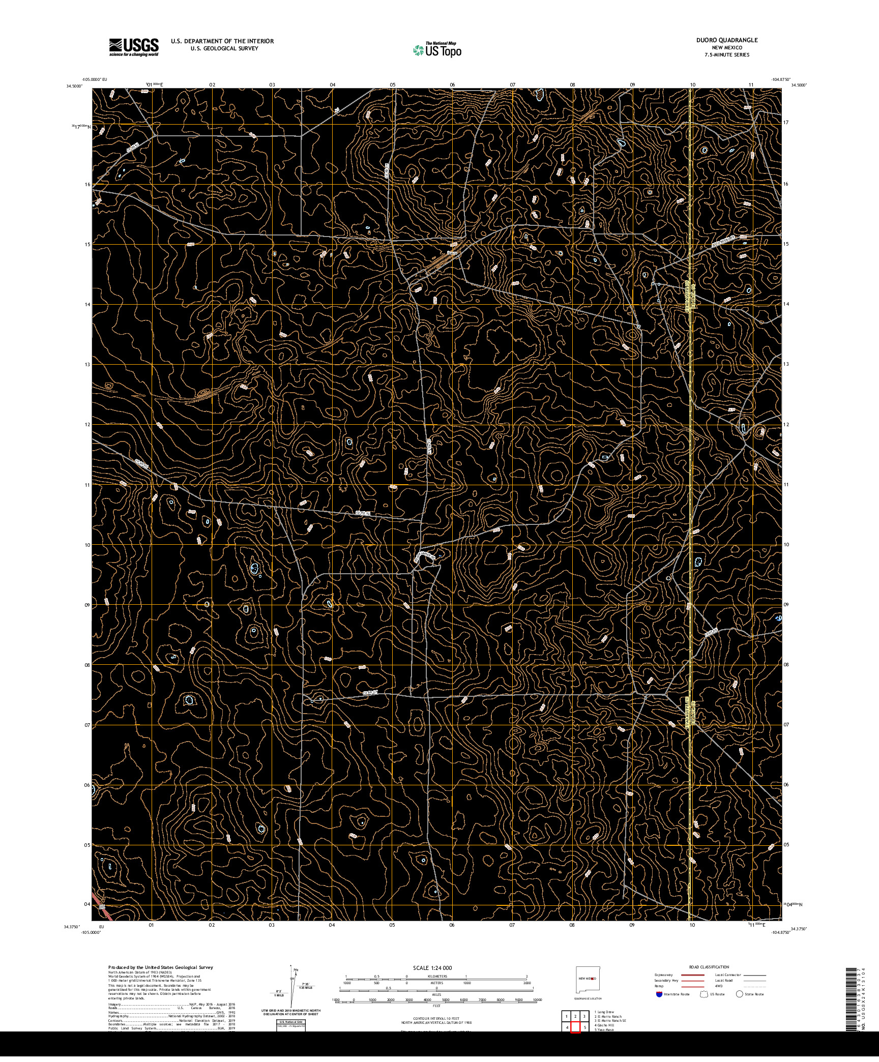 USGS US TOPO 7.5-MINUTE MAP FOR DUORO, NM 2020