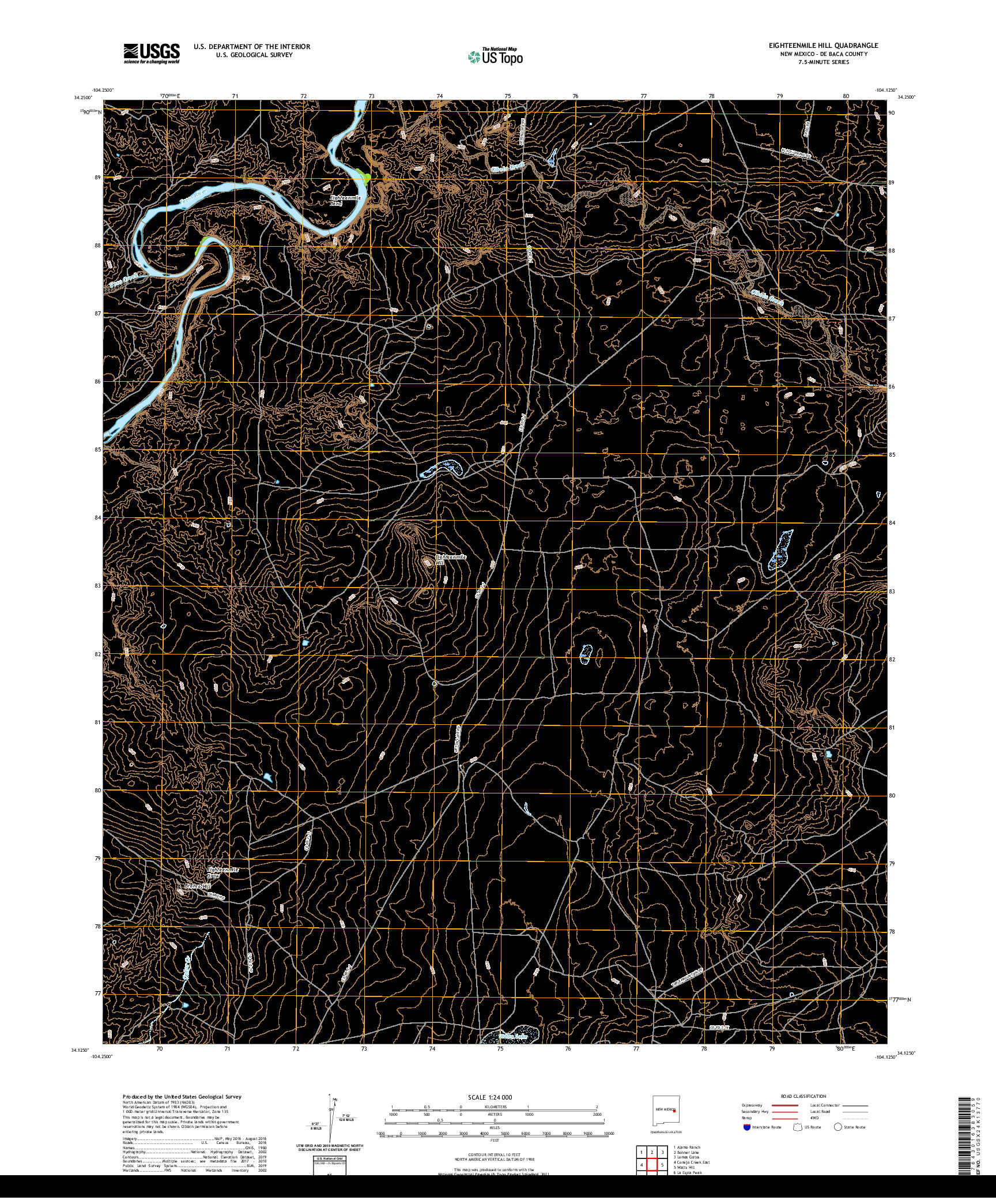 USGS US TOPO 7.5-MINUTE MAP FOR EIGHTEENMILE HILL, NM 2020