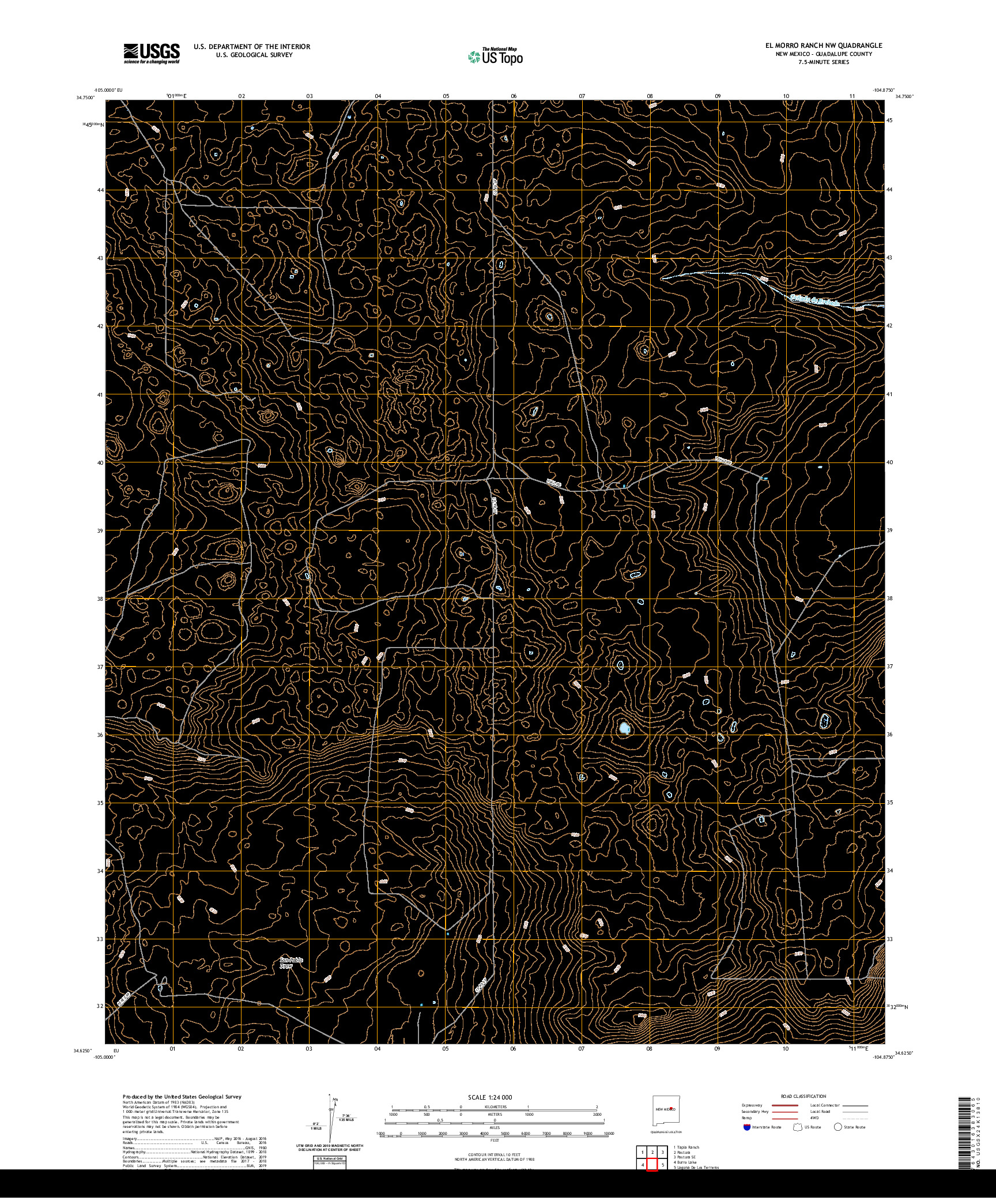 USGS US TOPO 7.5-MINUTE MAP FOR EL MORRO RANCH NW, NM 2020