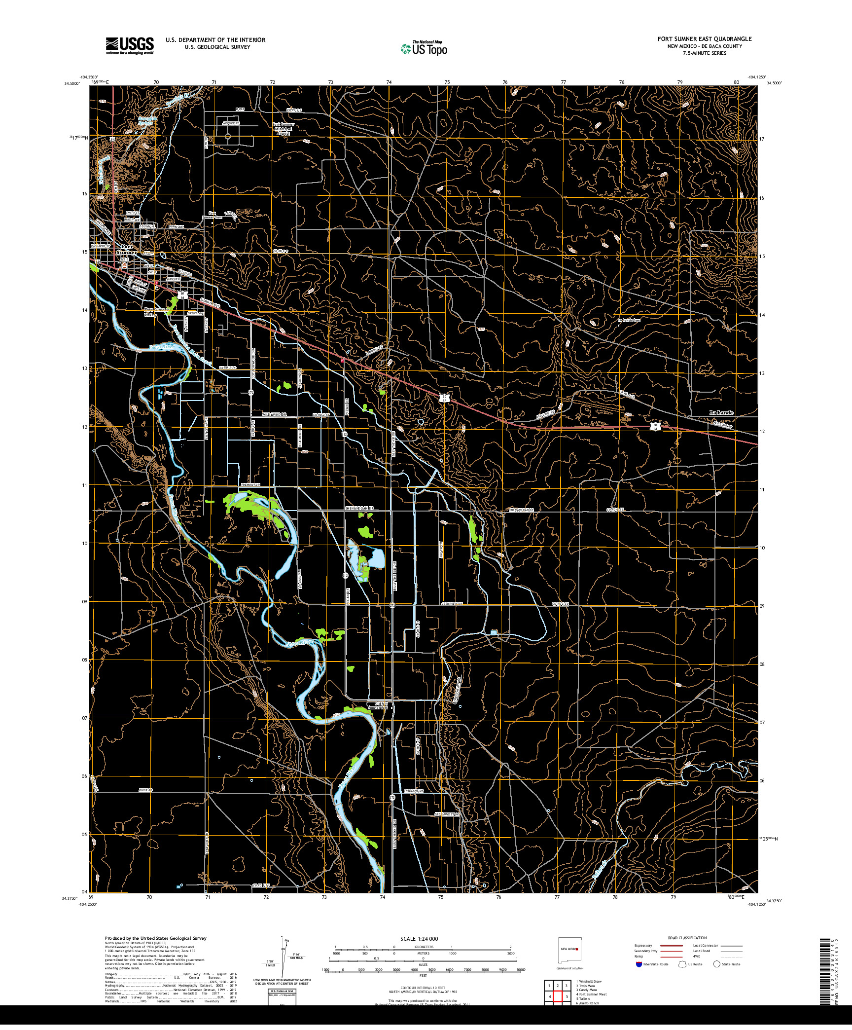 USGS US TOPO 7.5-MINUTE MAP FOR FORT SUMNER EAST, NM 2020