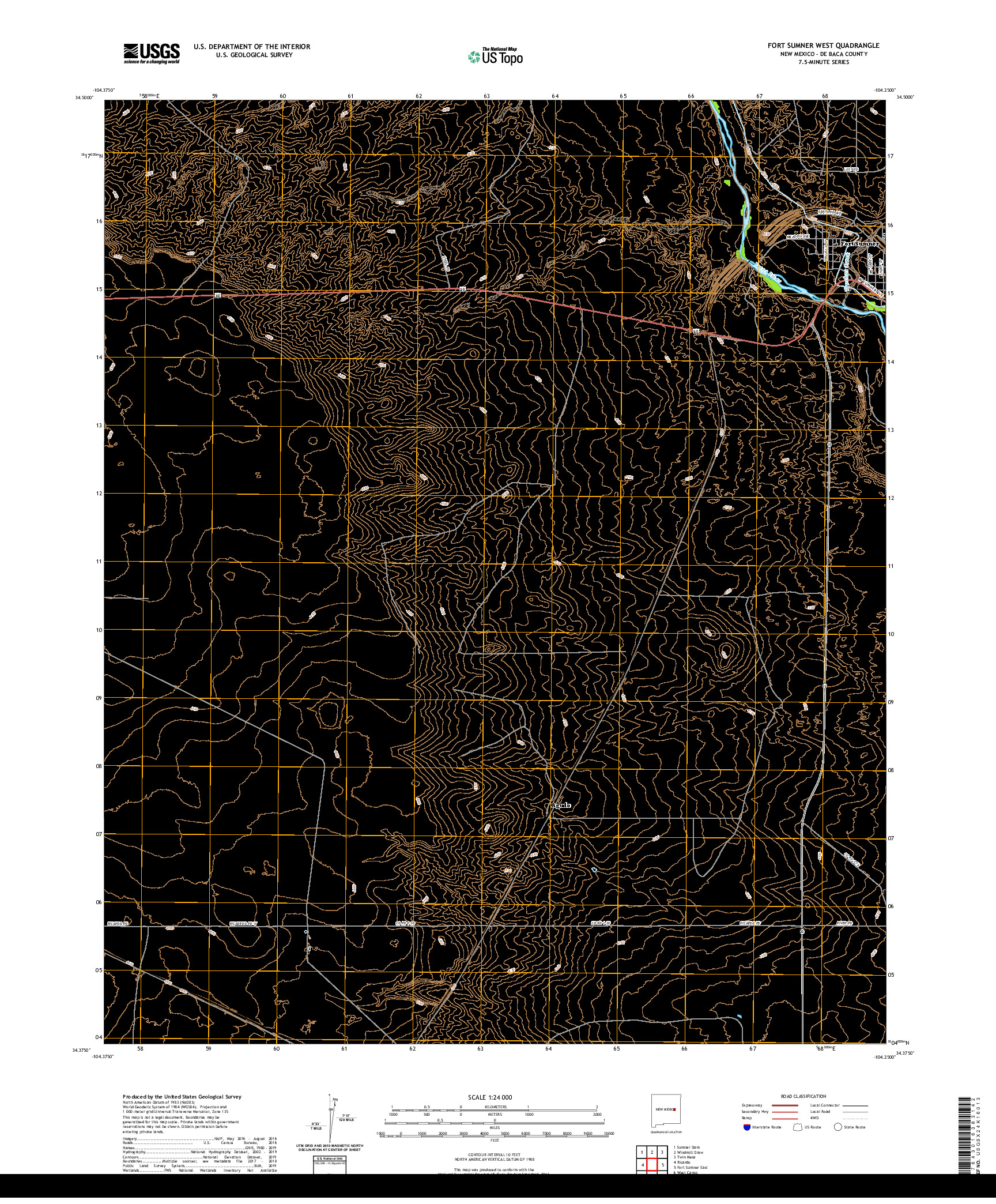 USGS US TOPO 7.5-MINUTE MAP FOR FORT SUMNER WEST, NM 2020
