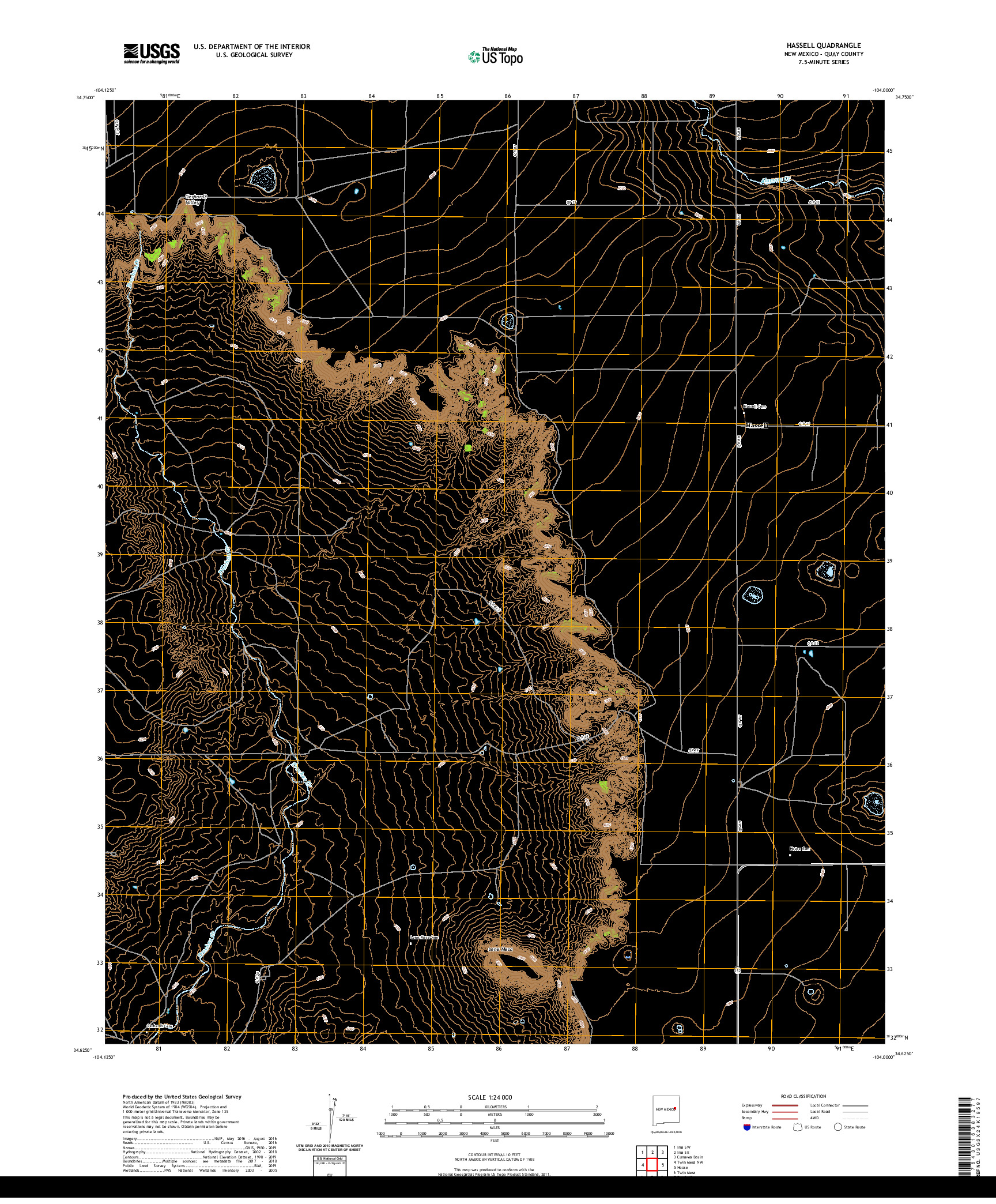 USGS US TOPO 7.5-MINUTE MAP FOR HASSELL, NM 2020