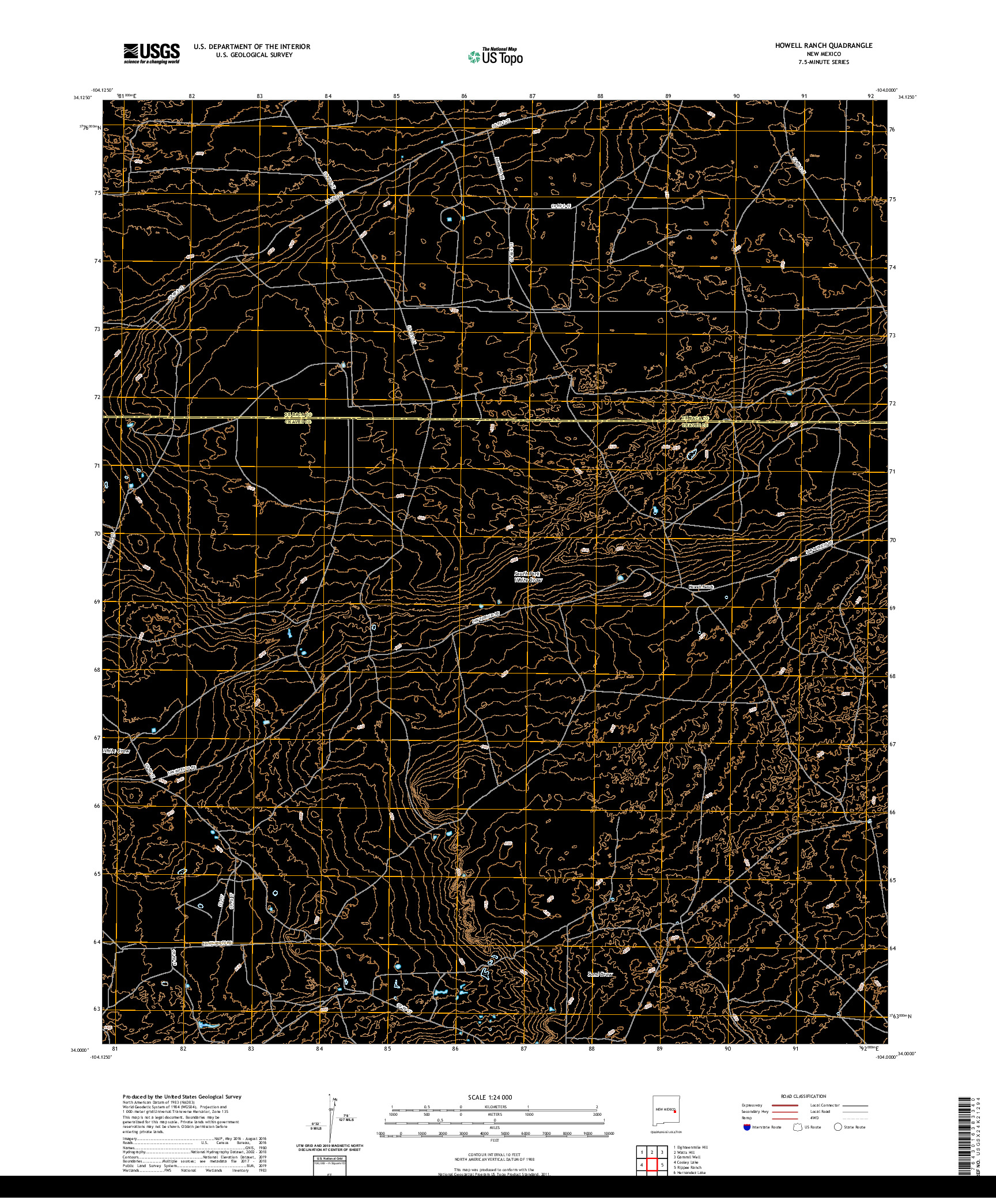 USGS US TOPO 7.5-MINUTE MAP FOR HOWELL RANCH, NM 2020