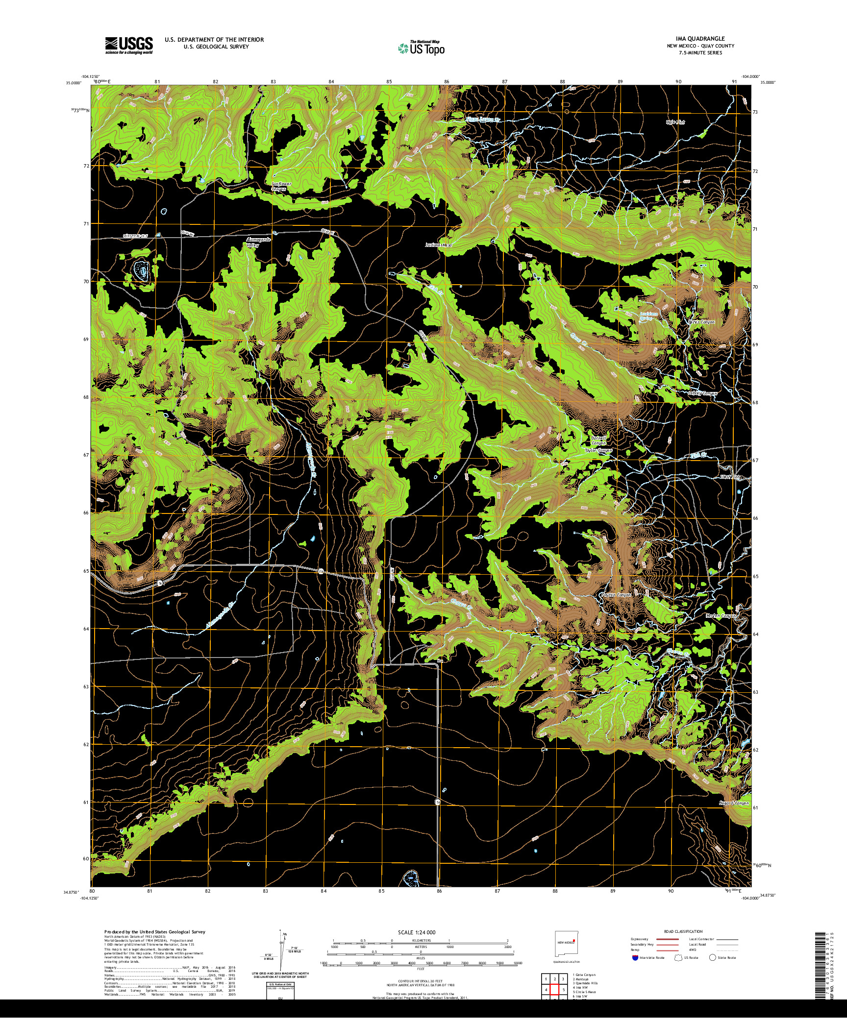 USGS US TOPO 7.5-MINUTE MAP FOR IMA, NM 2020