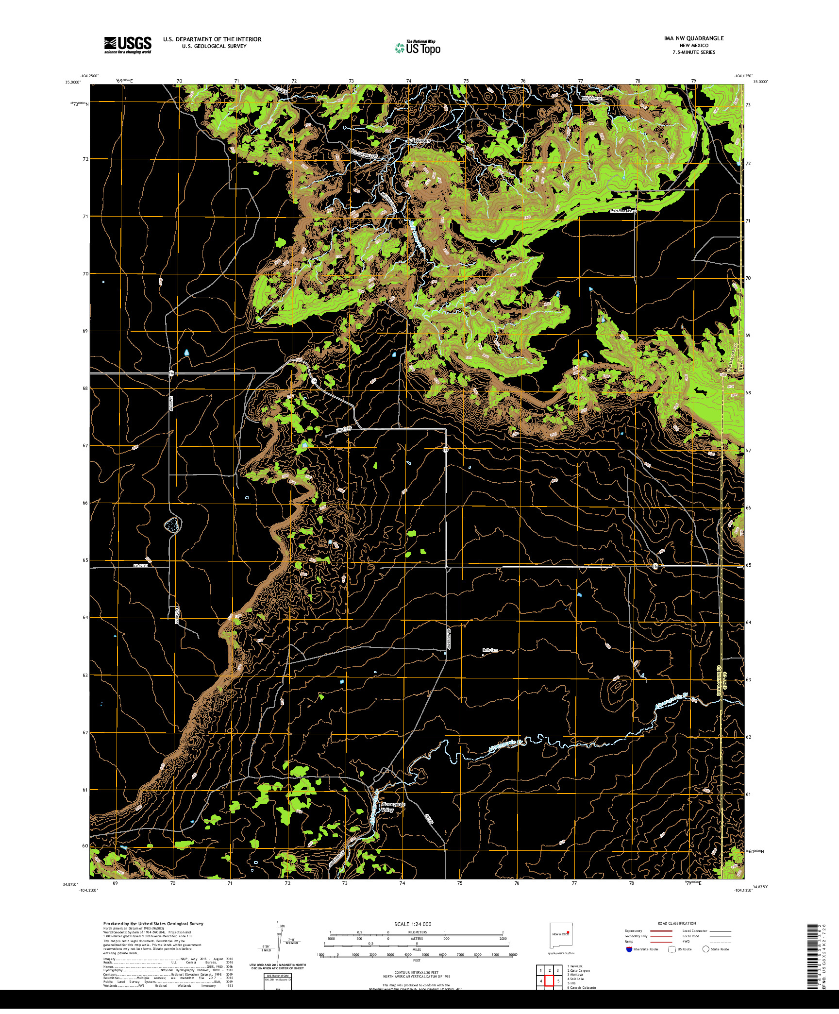 USGS US TOPO 7.5-MINUTE MAP FOR IMA NW, NM 2020