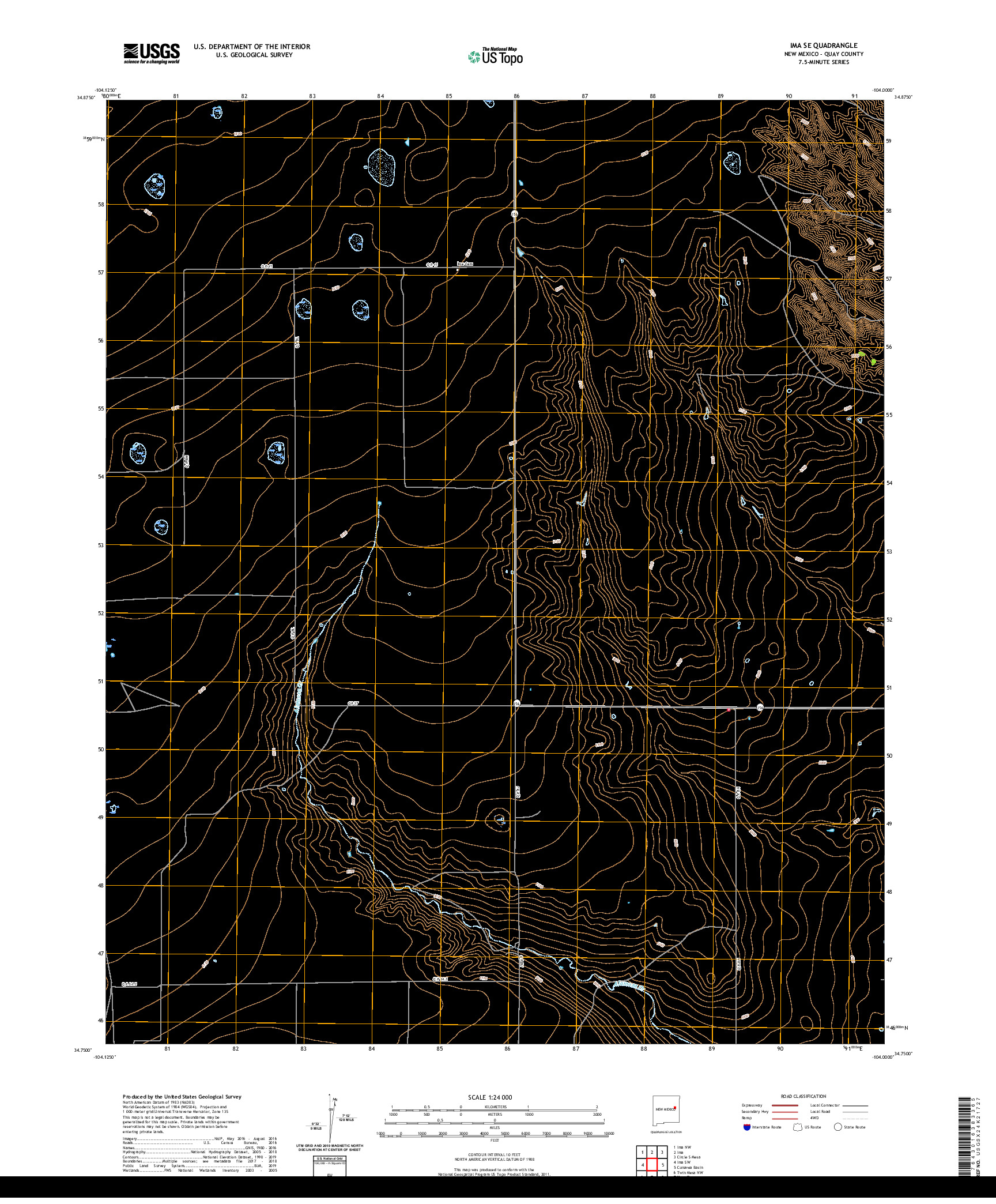 USGS US TOPO 7.5-MINUTE MAP FOR IMA SE, NM 2020