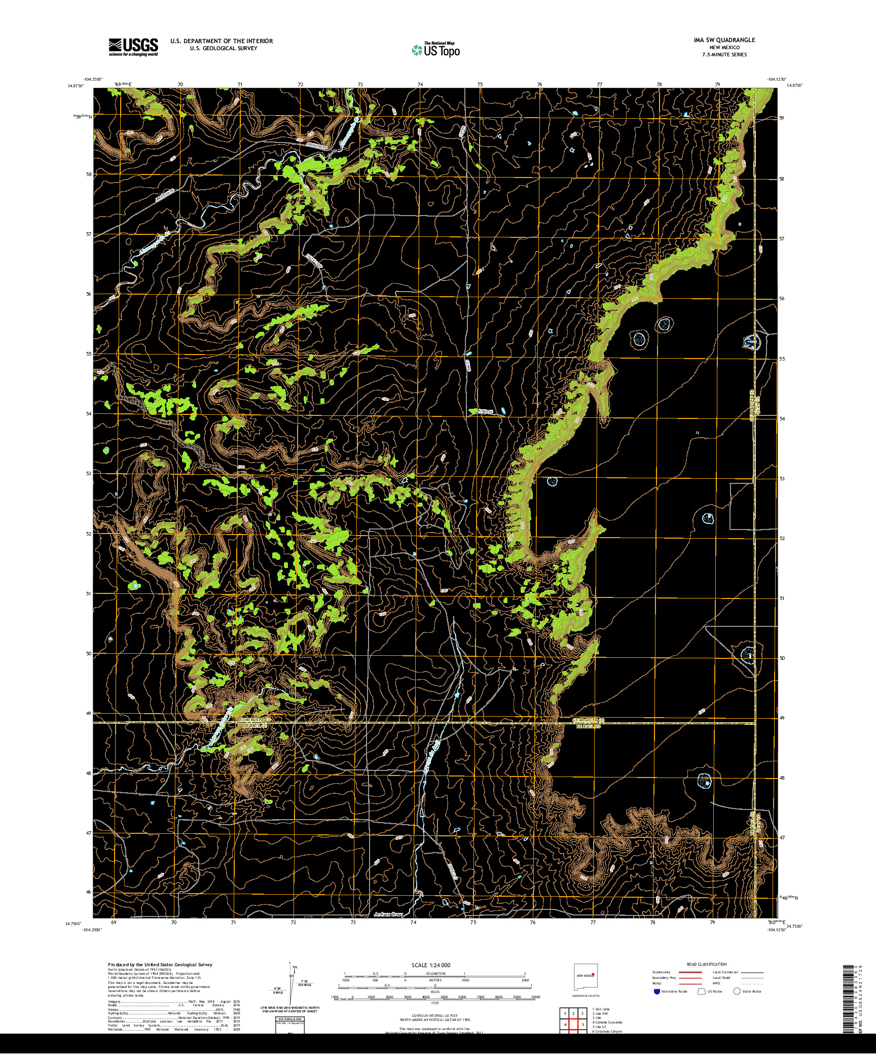 USGS US TOPO 7.5-MINUTE MAP FOR IMA SW, NM 2020