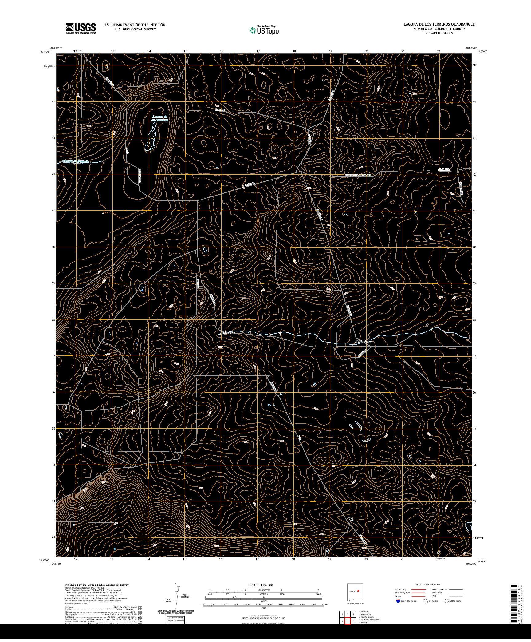 USGS US TOPO 7.5-MINUTE MAP FOR LAGUNA DE LOS TERREROS, NM 2020