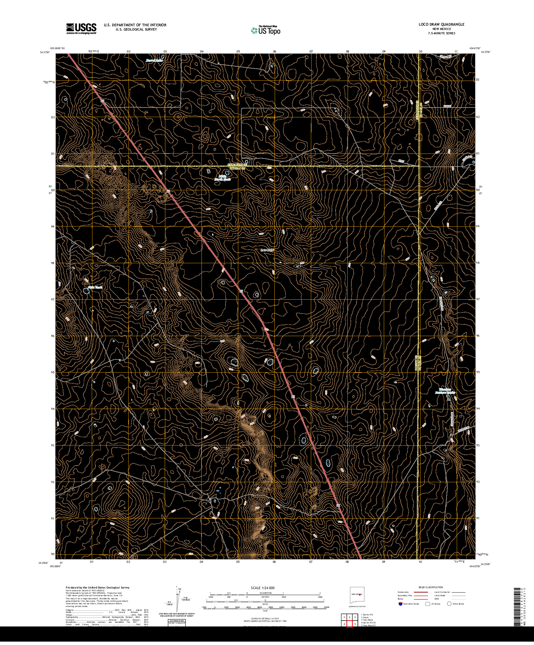 USGS US TOPO 7.5-MINUTE MAP FOR LOCO DRAW, NM 2020