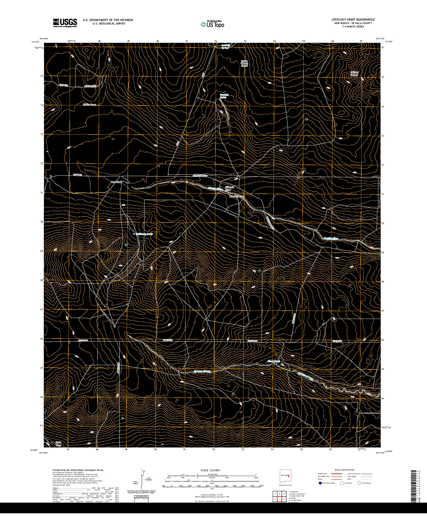 USGS US TOPO 7.5-MINUTE MAP FOR LOVELADY DRAW, NM 2020