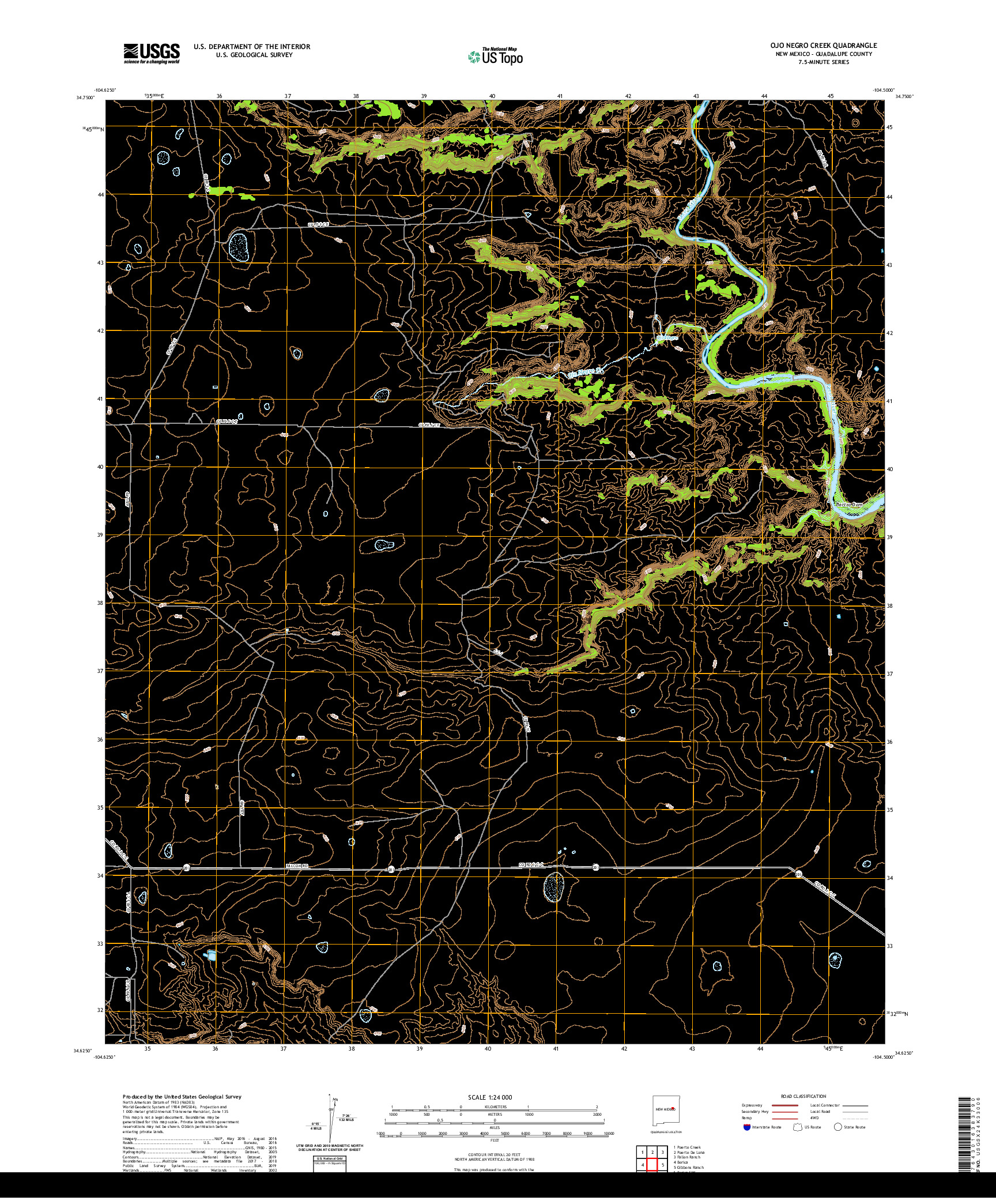 USGS US TOPO 7.5-MINUTE MAP FOR OJO NEGRO CREEK, NM 2020