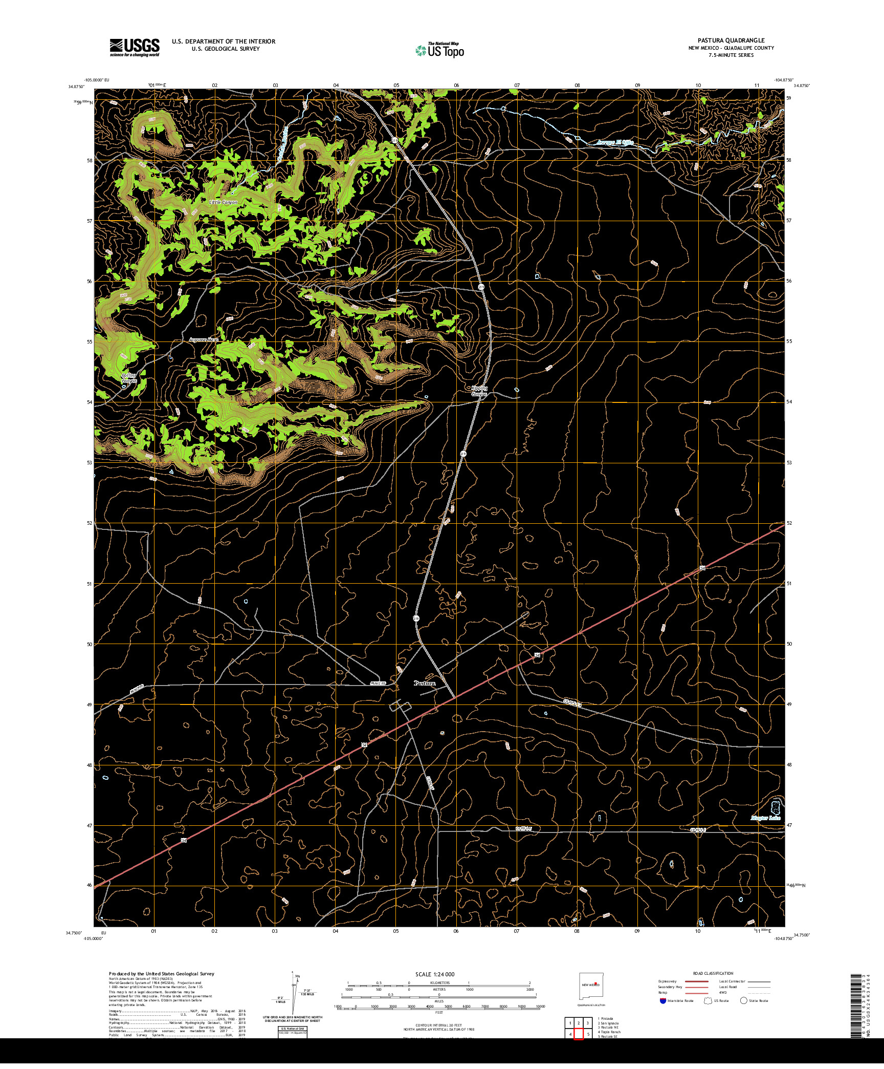 USGS US TOPO 7.5-MINUTE MAP FOR PASTURA, NM 2020