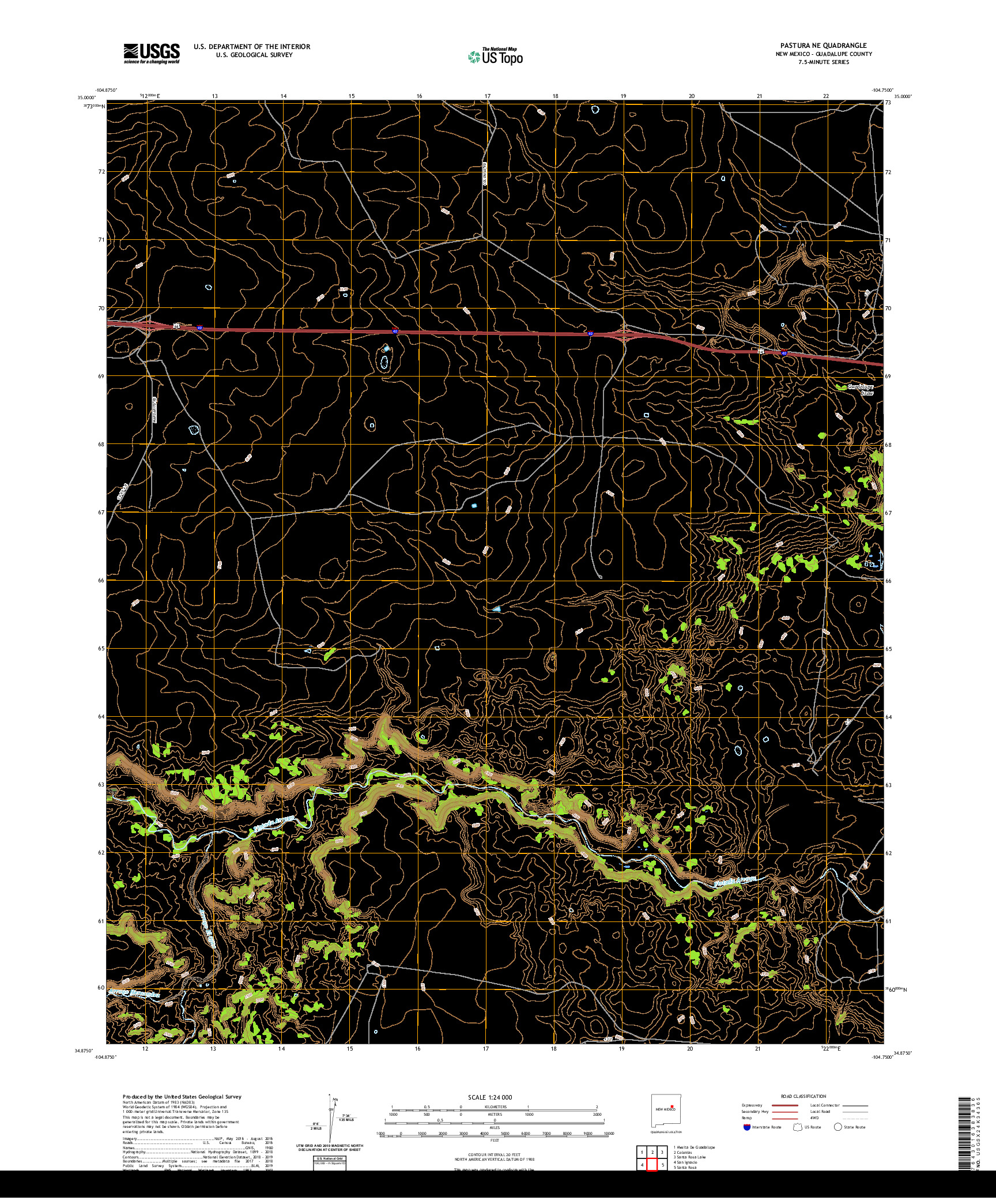 USGS US TOPO 7.5-MINUTE MAP FOR PASTURA NE, NM 2020