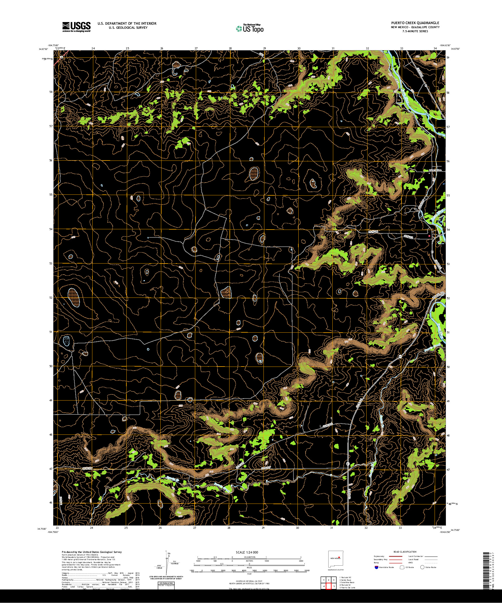 USGS US TOPO 7.5-MINUTE MAP FOR PUERTO CREEK, NM 2020