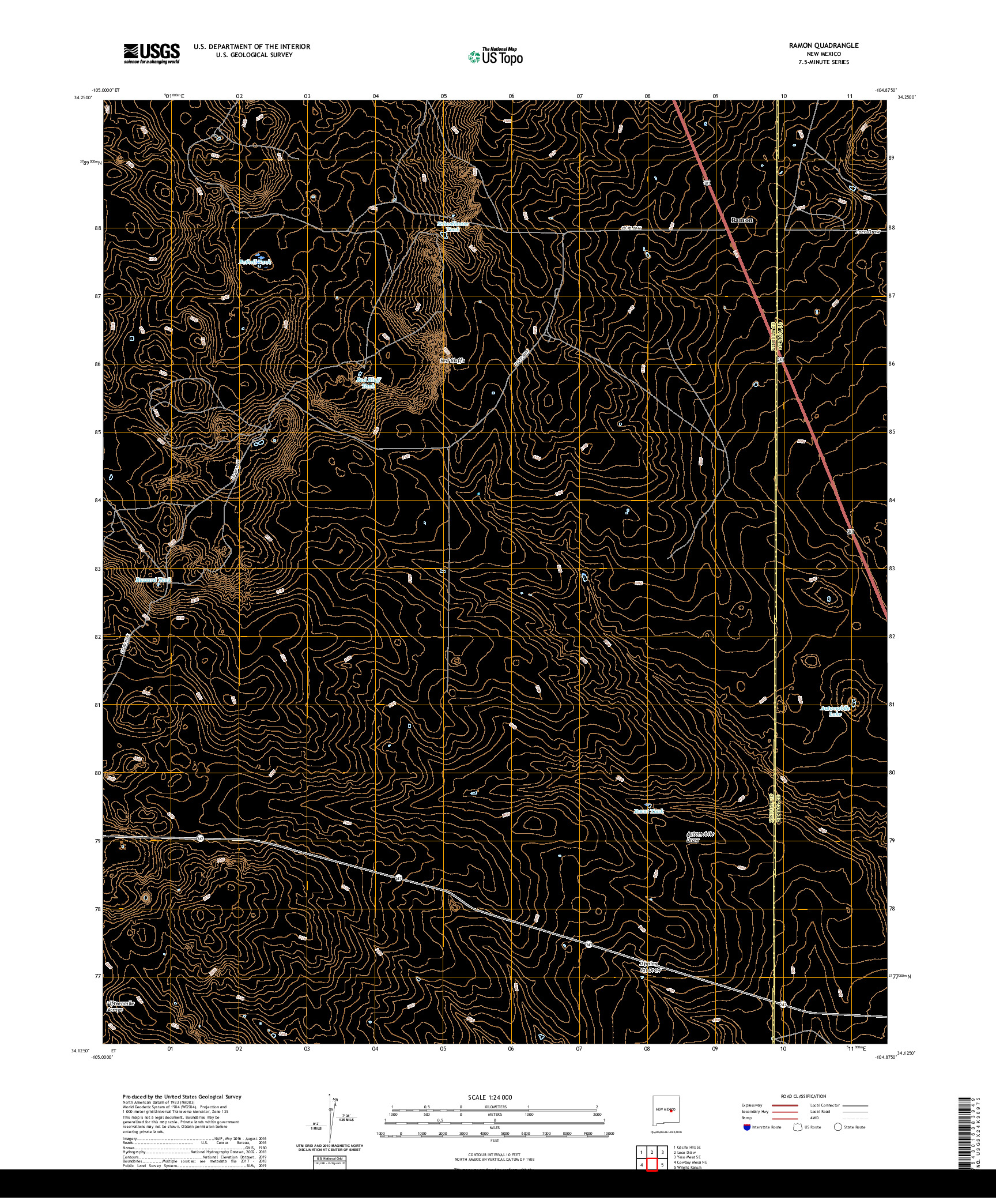 USGS US TOPO 7.5-MINUTE MAP FOR RAMON, NM 2020