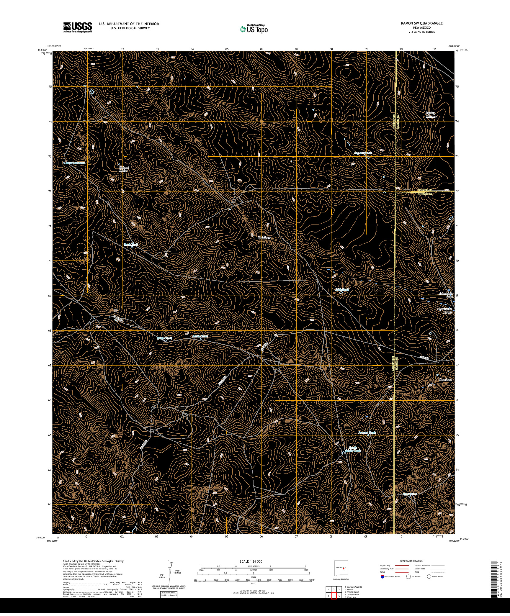 USGS US TOPO 7.5-MINUTE MAP FOR RAMON SW, NM 2020