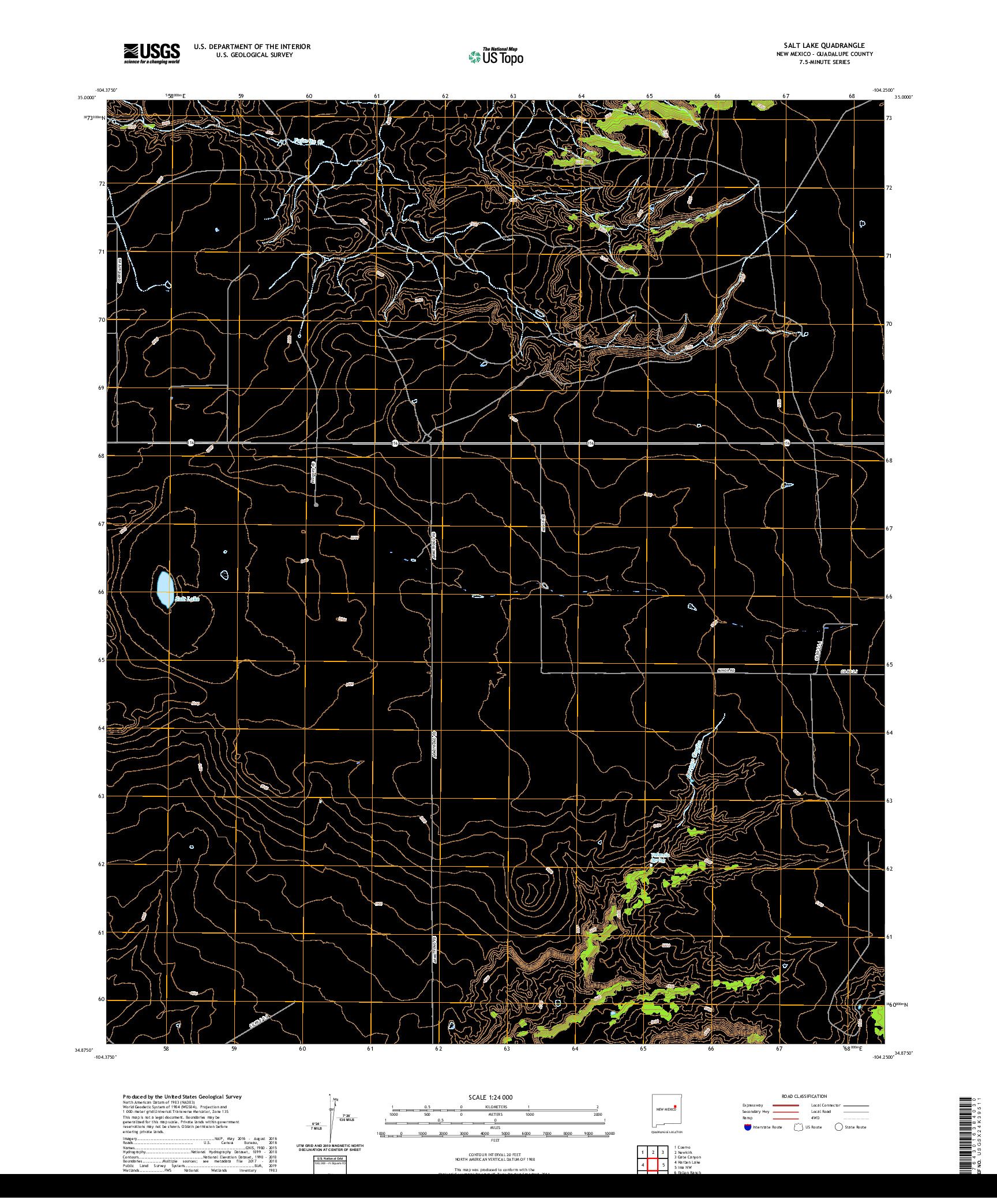 USGS US TOPO 7.5-MINUTE MAP FOR SALT LAKE, NM 2020