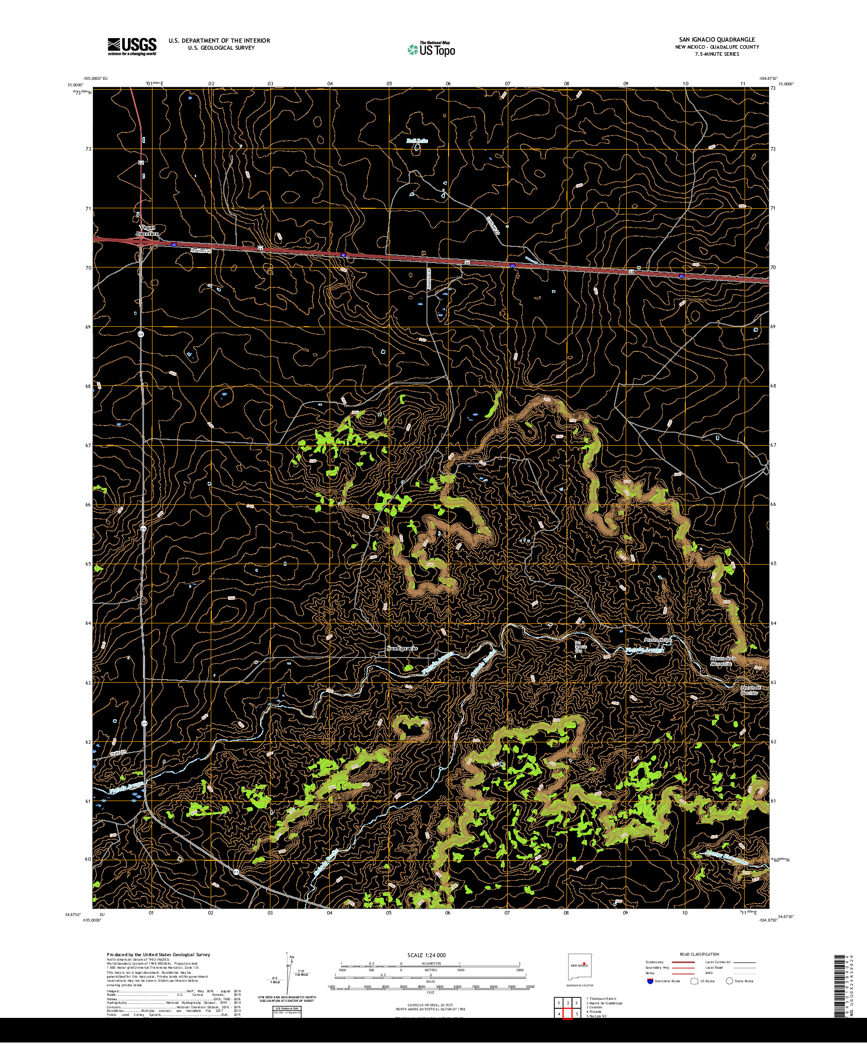 USGS US TOPO 7.5-MINUTE MAP FOR SAN IGNACIO, NM 2020