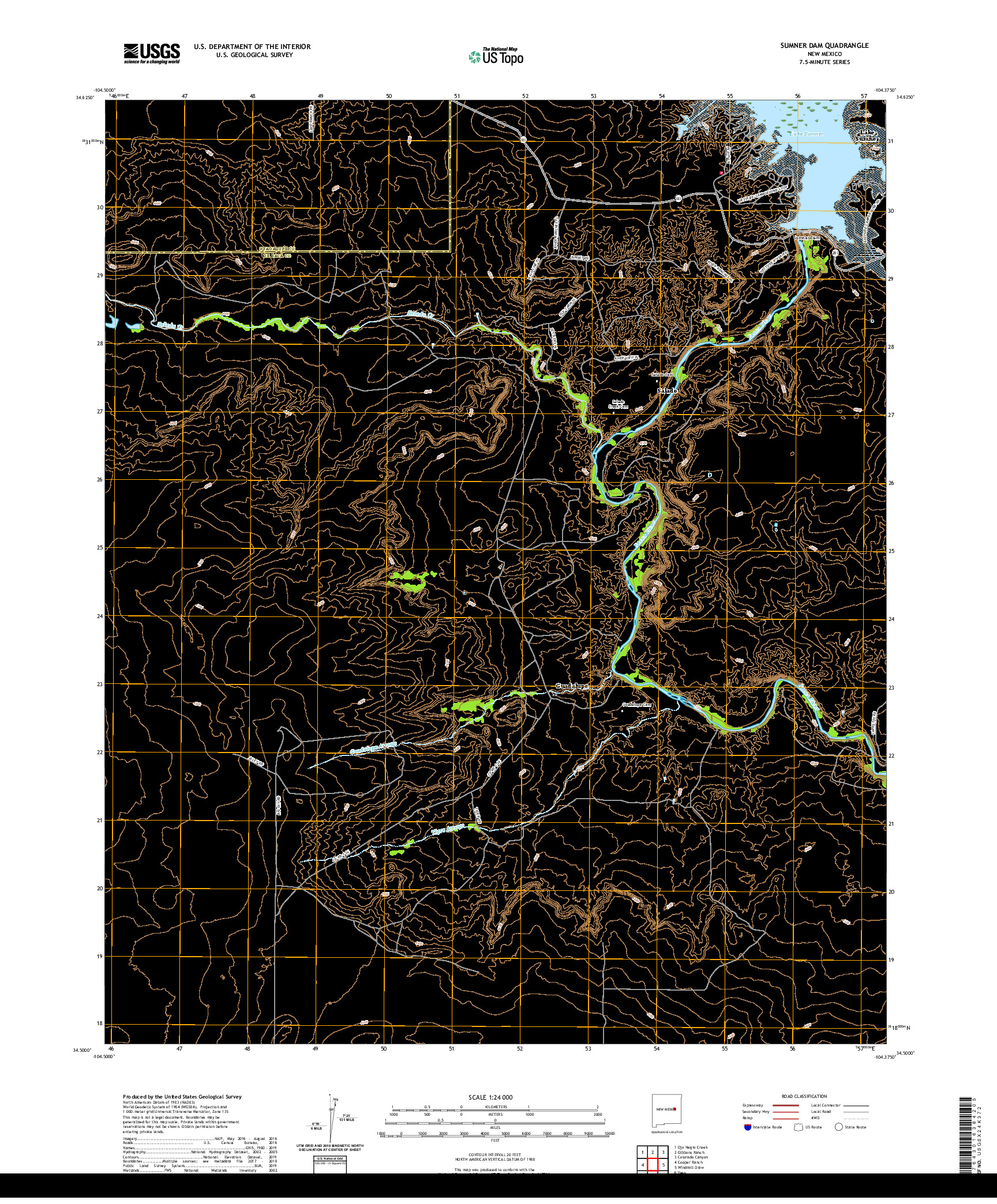 USGS US TOPO 7.5-MINUTE MAP FOR SUMNER DAM, NM 2020