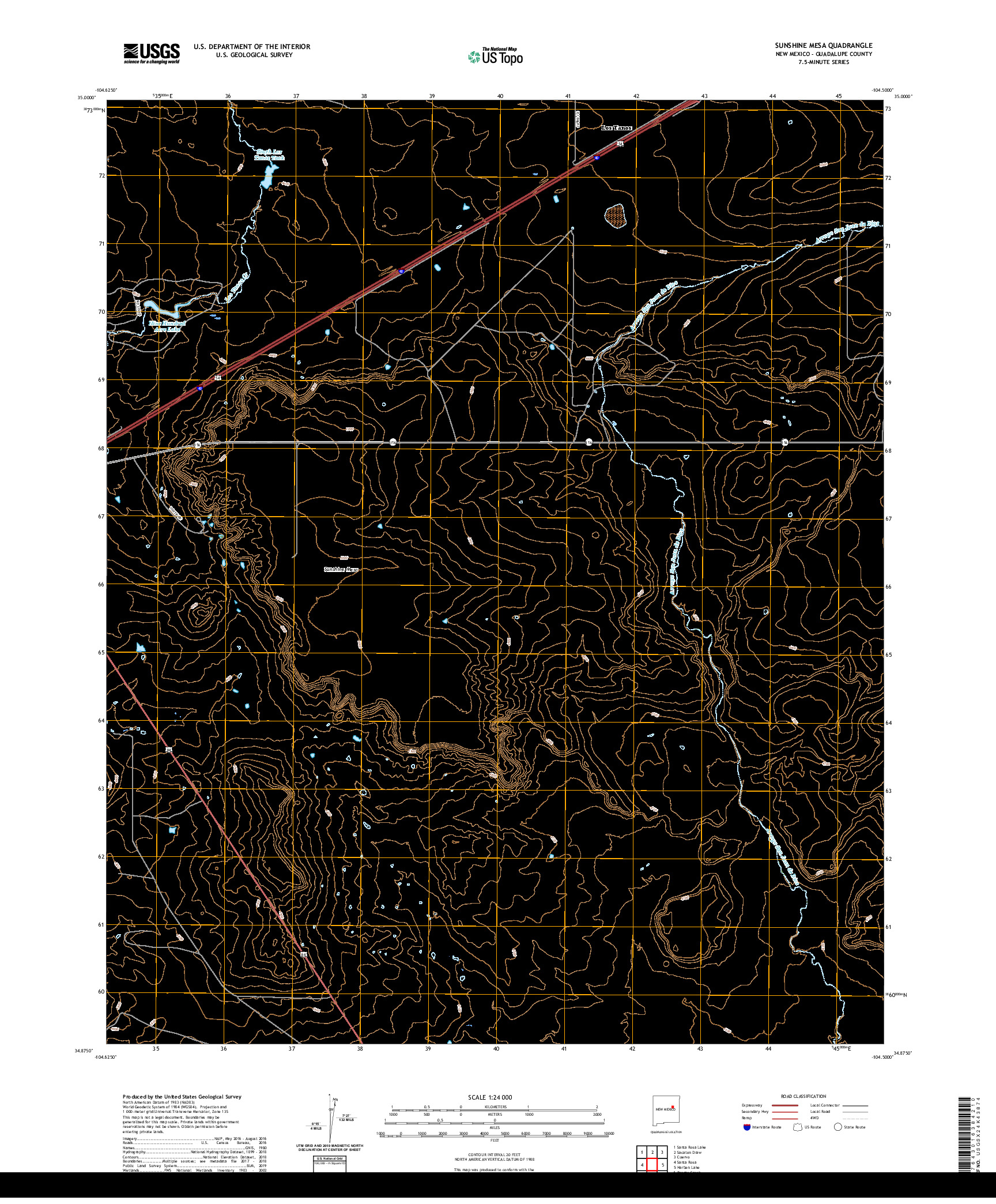 USGS US TOPO 7.5-MINUTE MAP FOR SUNSHINE MESA, NM 2020