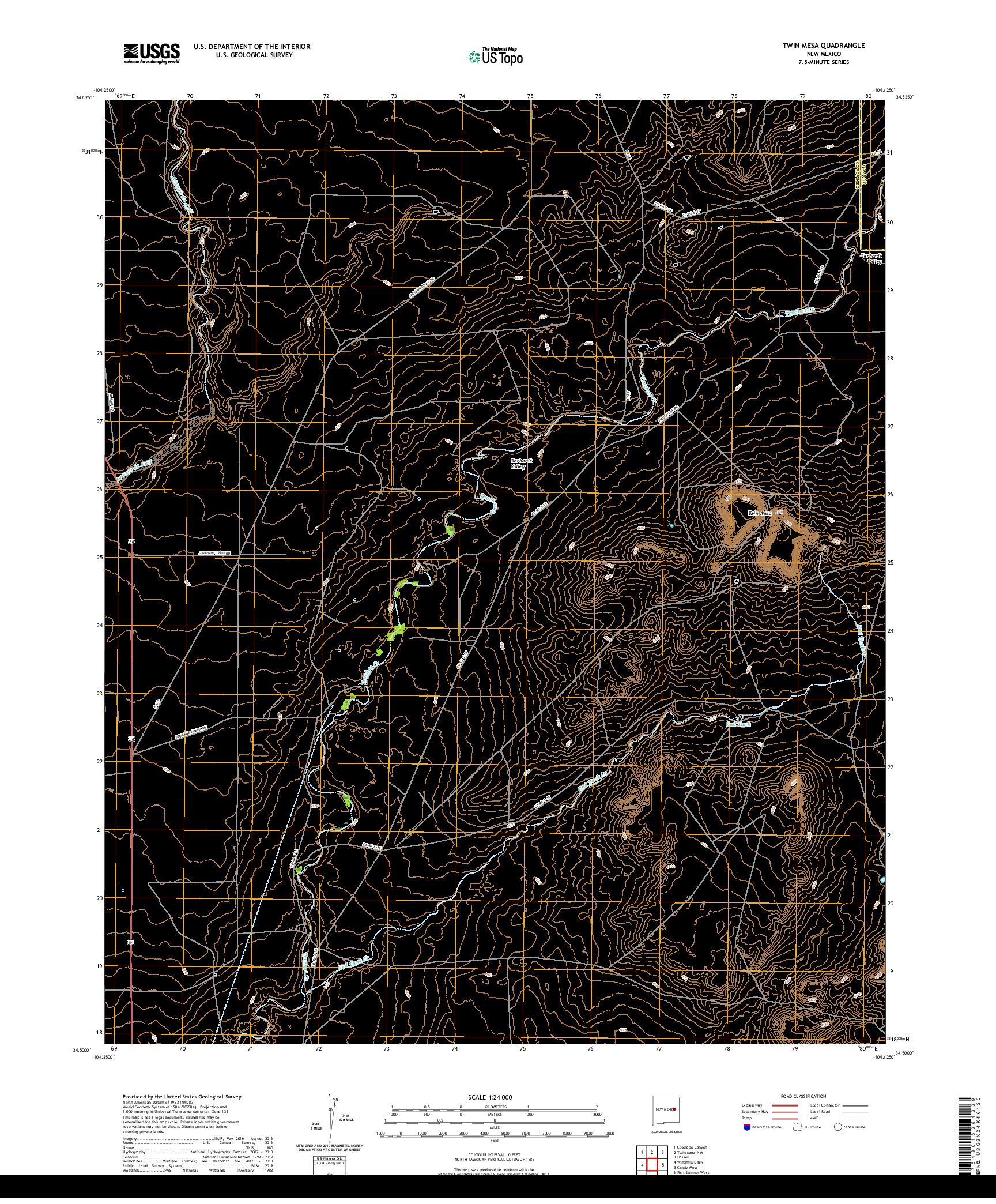 USGS US TOPO 7.5-MINUTE MAP FOR TWIN MESA, NM 2020