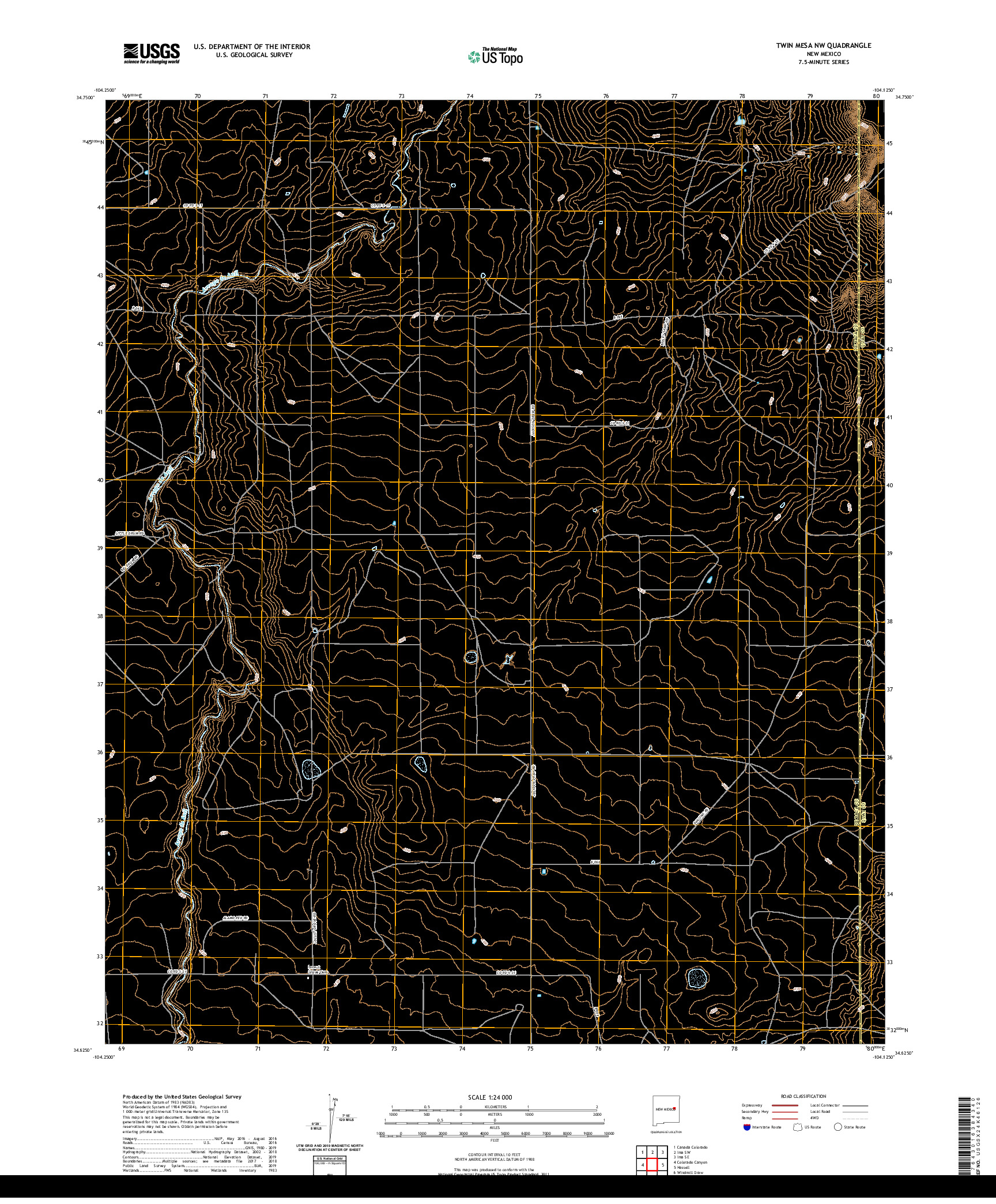 USGS US TOPO 7.5-MINUTE MAP FOR TWIN MESA NW, NM 2020