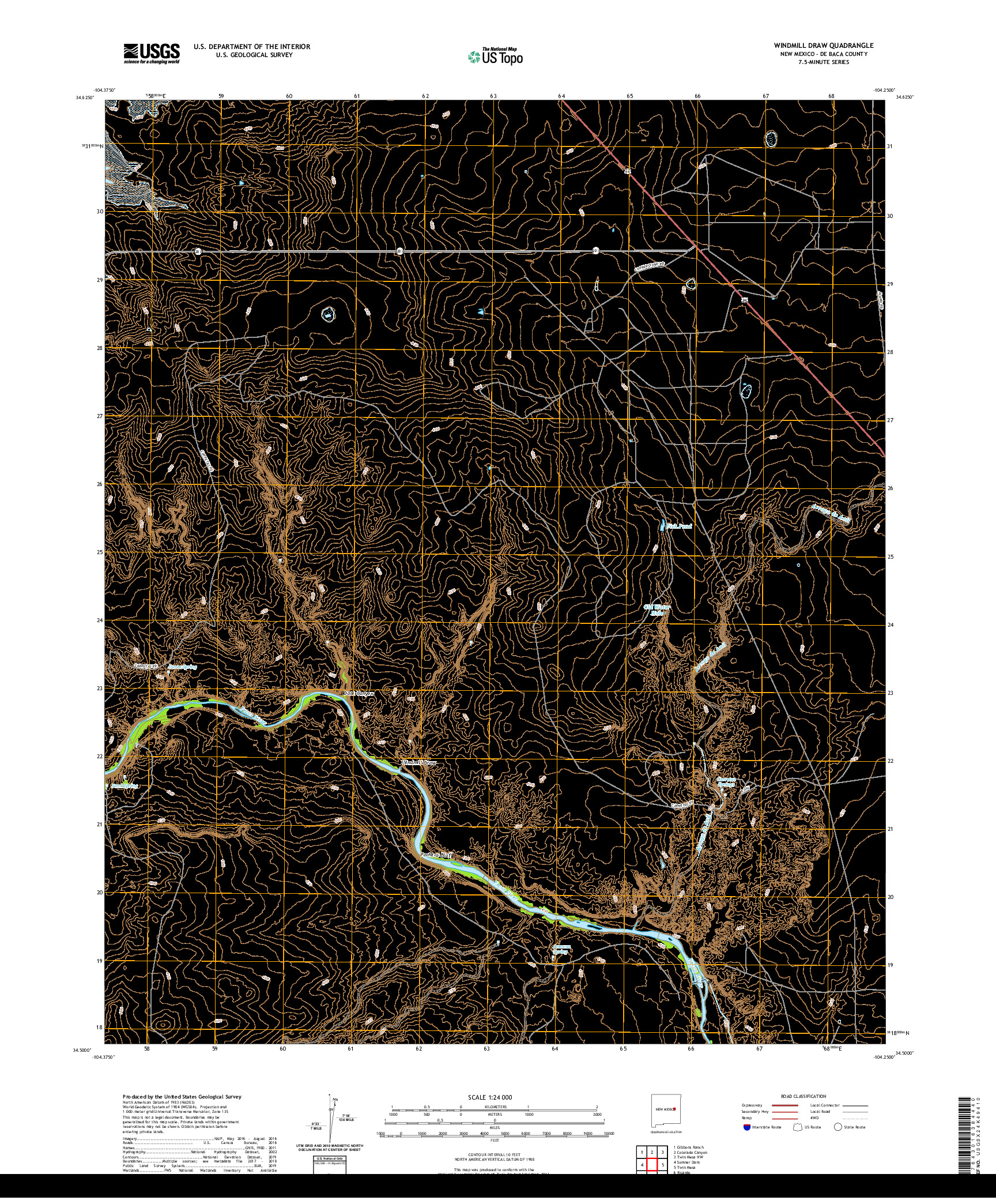 USGS US TOPO 7.5-MINUTE MAP FOR WINDMILL DRAW, NM 2020
