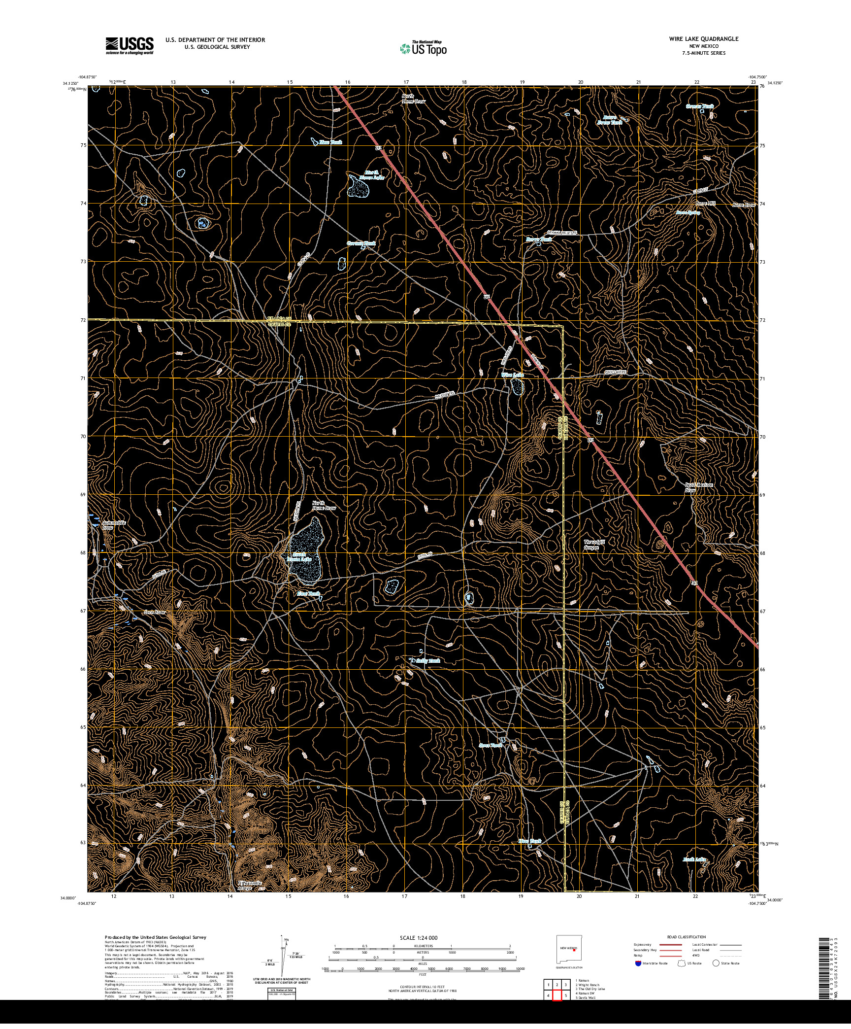 USGS US TOPO 7.5-MINUTE MAP FOR WIRE LAKE, NM 2020