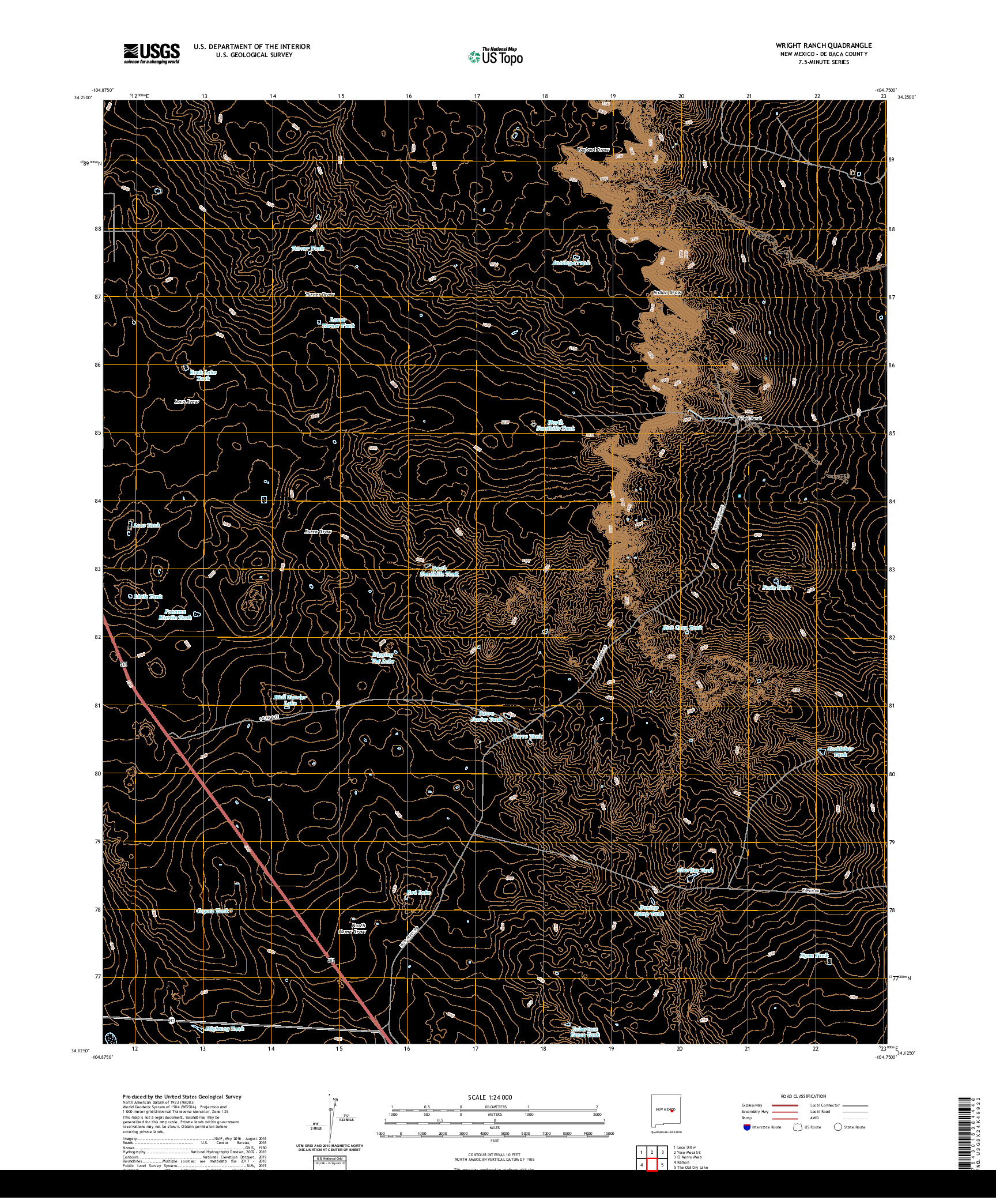 USGS US TOPO 7.5-MINUTE MAP FOR WRIGHT RANCH, NM 2020