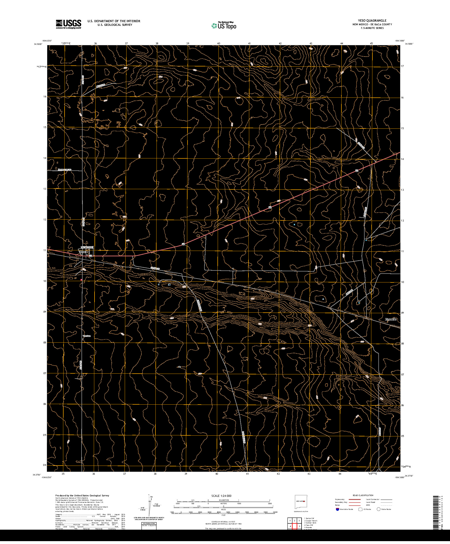 USGS US TOPO 7.5-MINUTE MAP FOR YESO, NM 2020