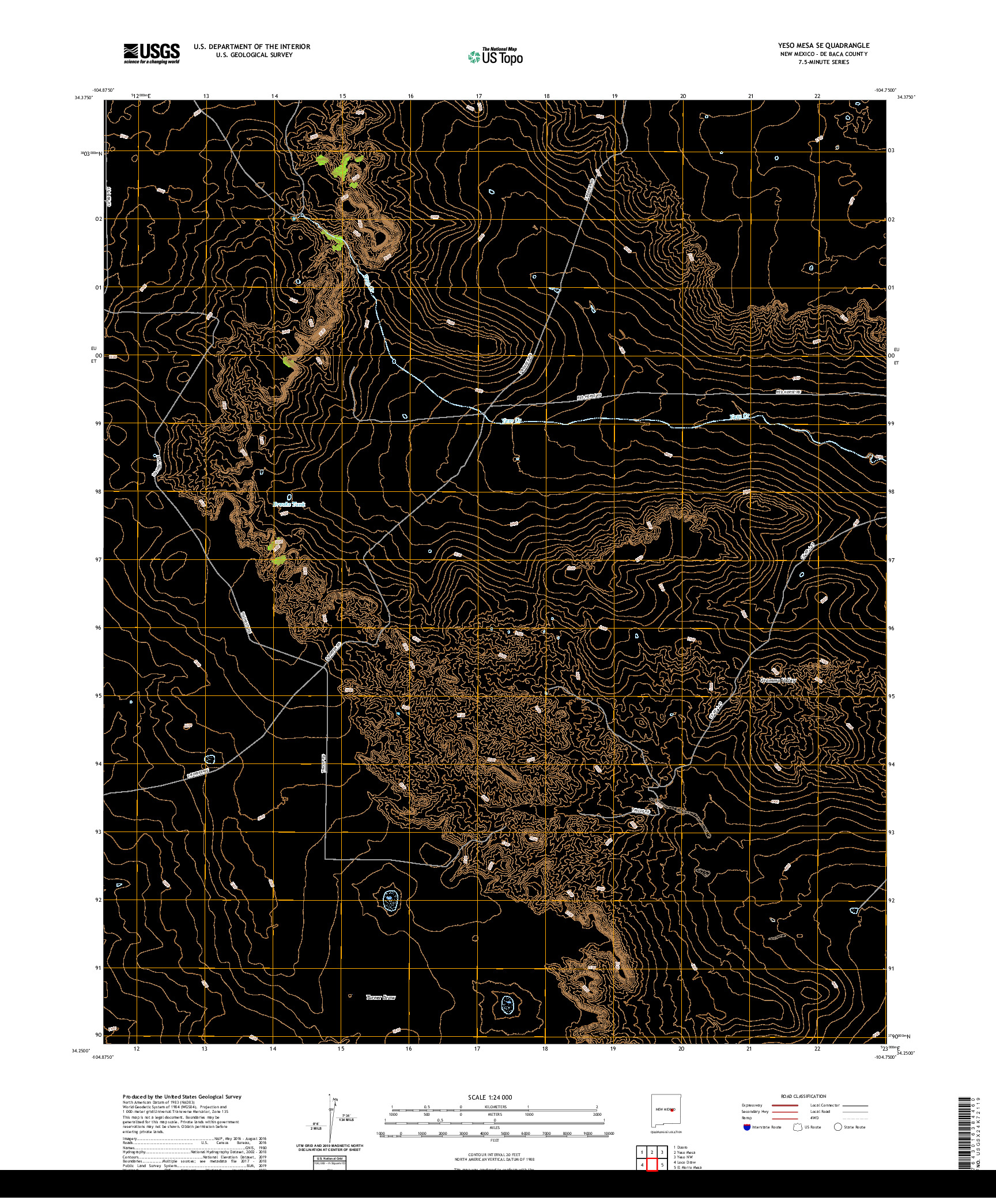 USGS US TOPO 7.5-MINUTE MAP FOR YESO MESA SE, NM 2020