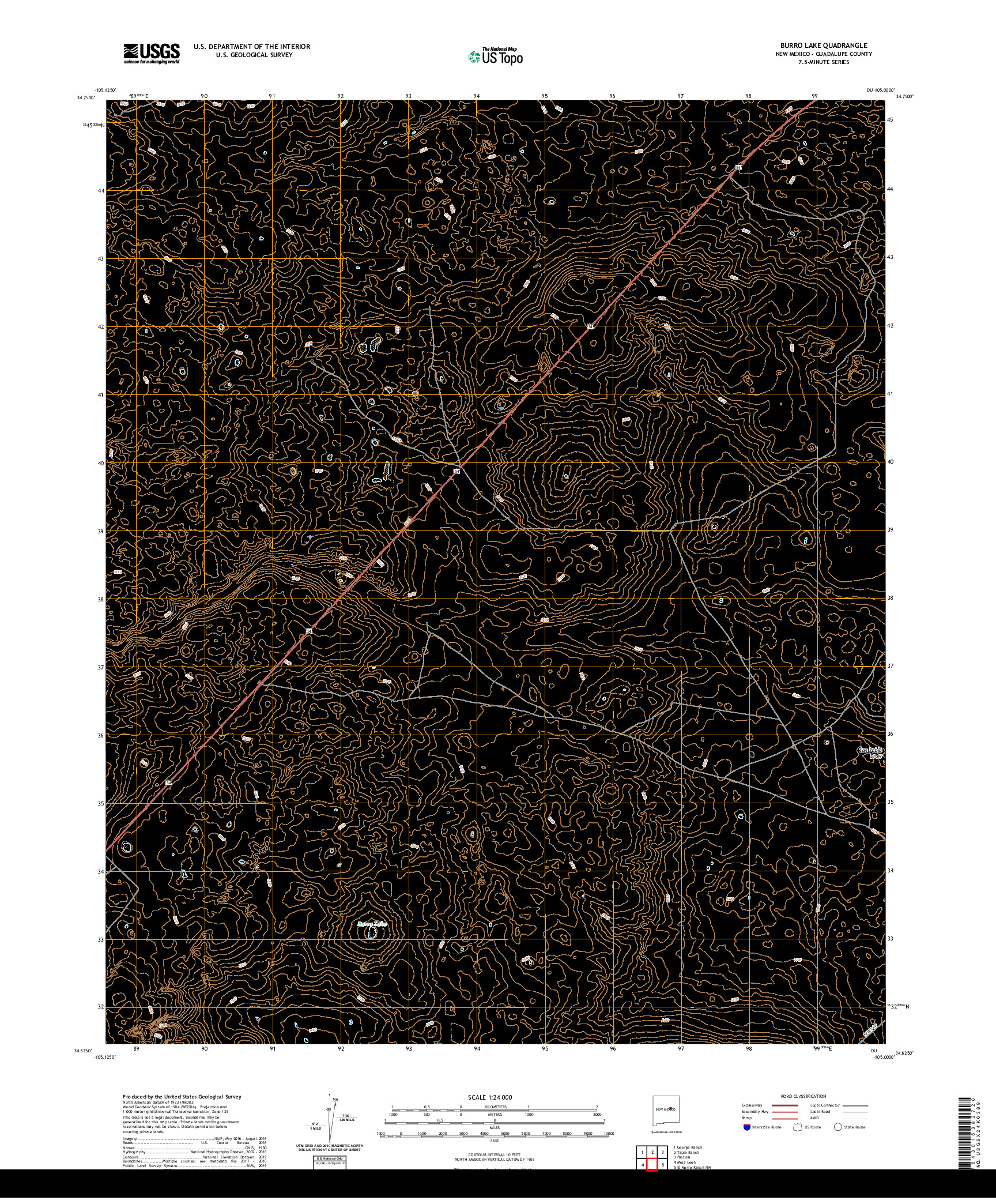 USGS US TOPO 7.5-MINUTE MAP FOR BURRO LAKE, NM 2020