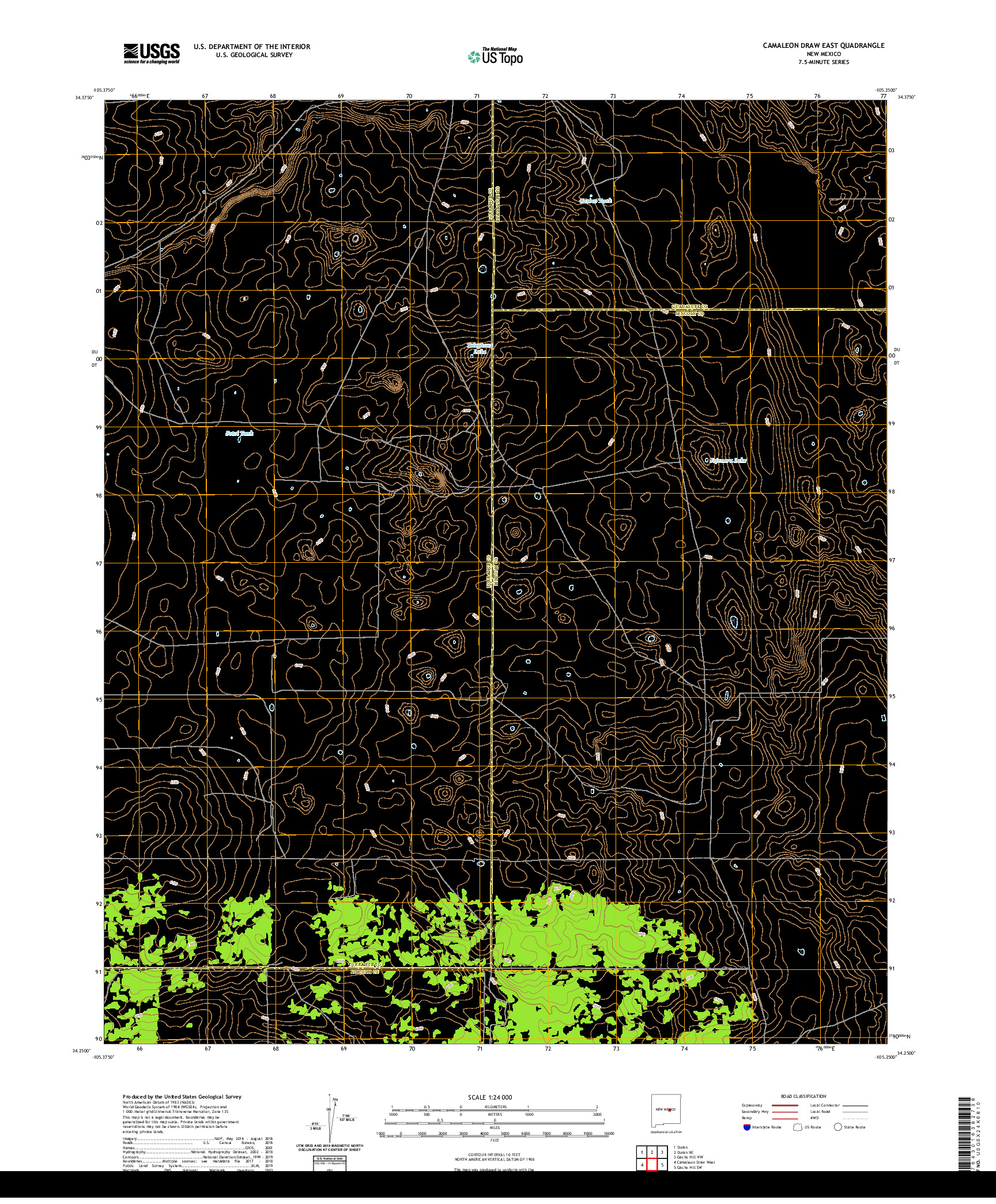 USGS US TOPO 7.5-MINUTE MAP FOR CAMALEON DRAW EAST, NM 2020