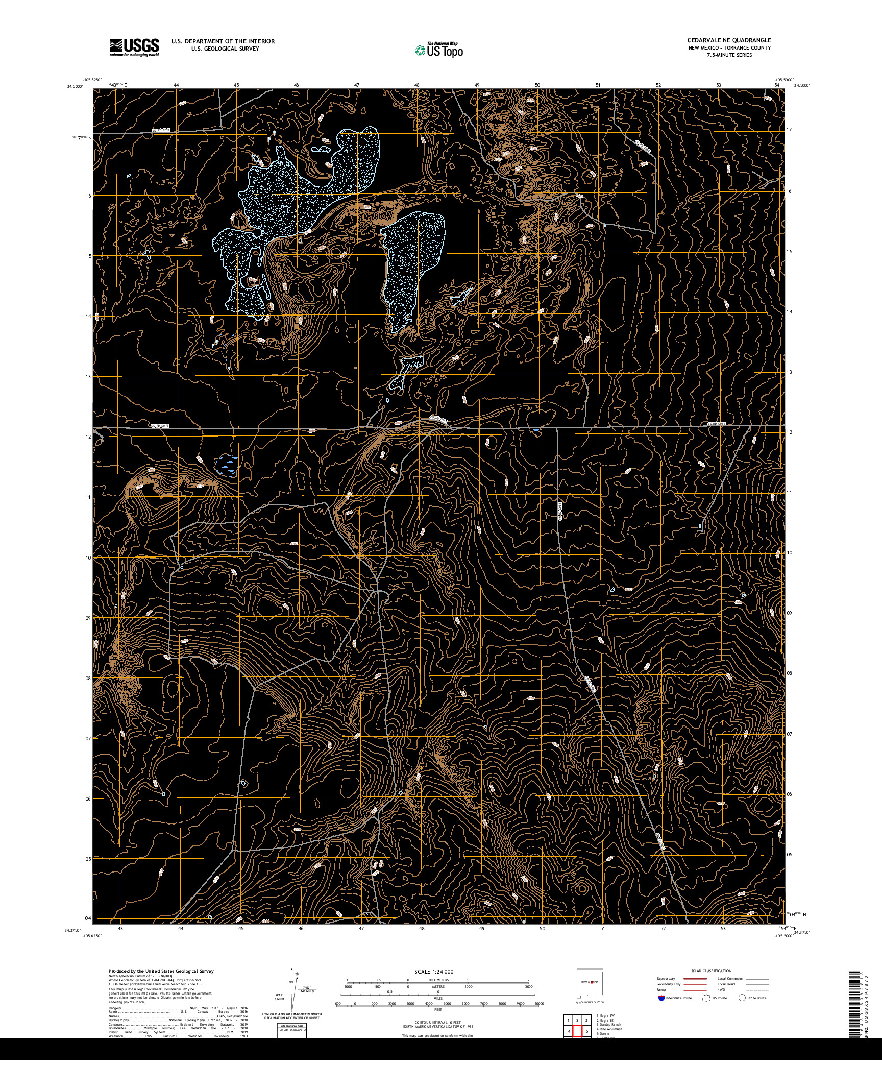 USGS US TOPO 7.5-MINUTE MAP FOR CEDARVALE NE, NM 2020