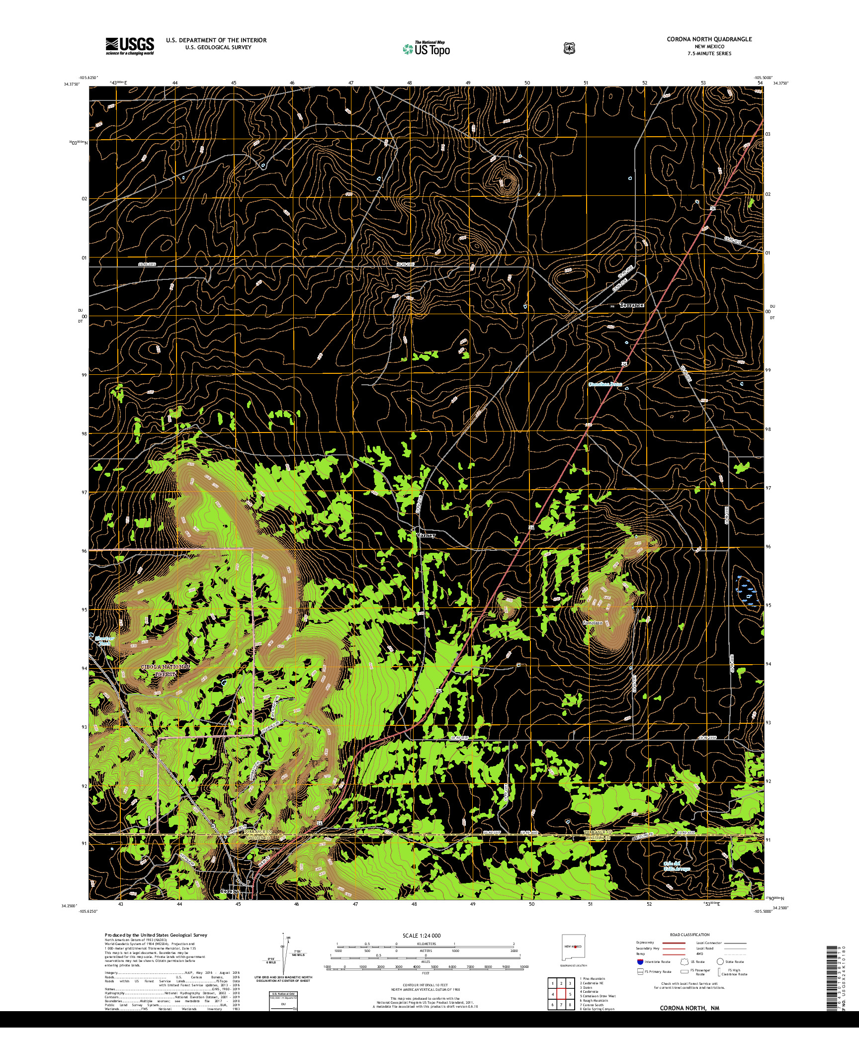 USGS US TOPO 7.5-MINUTE MAP FOR CORONA NORTH, NM 2020