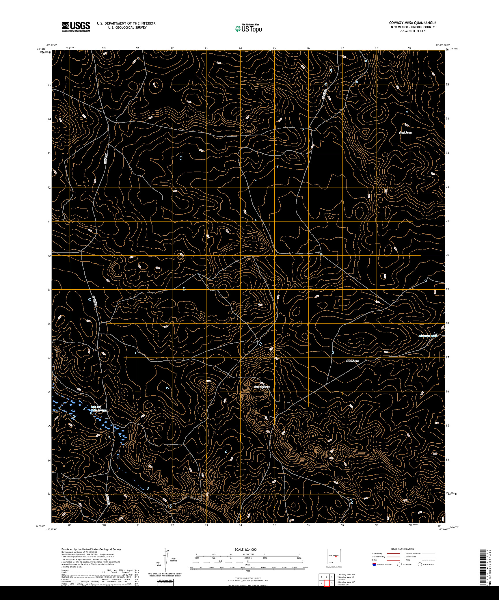 USGS US TOPO 7.5-MINUTE MAP FOR COWBOY MESA, NM 2020