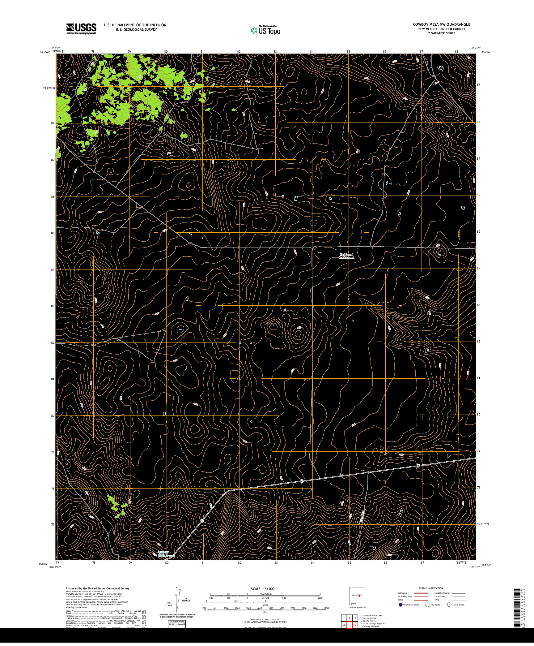 USGS US TOPO 7.5-MINUTE MAP FOR COWBOY MESA NW, NM 2020