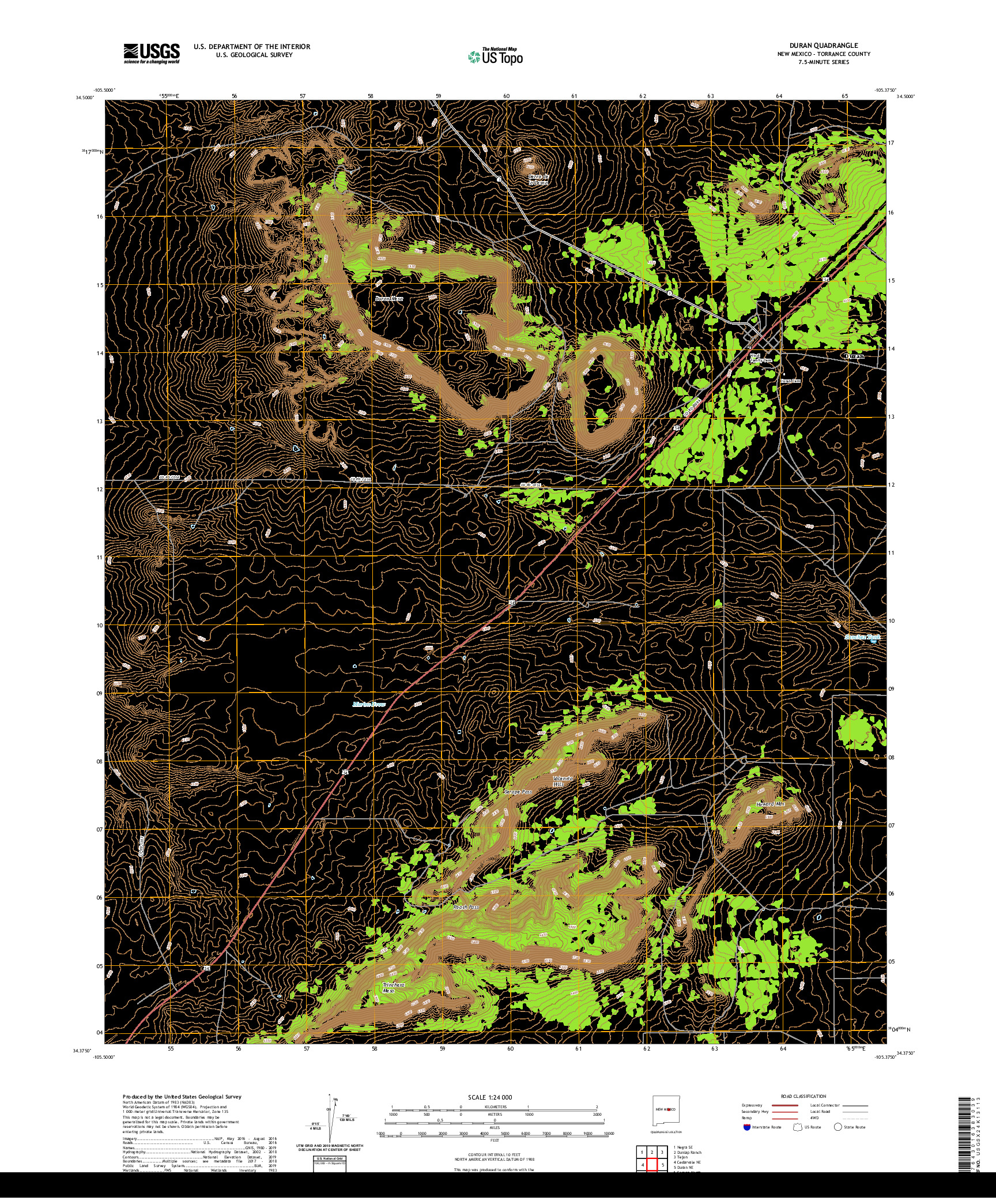 USGS US TOPO 7.5-MINUTE MAP FOR DURAN, NM 2020